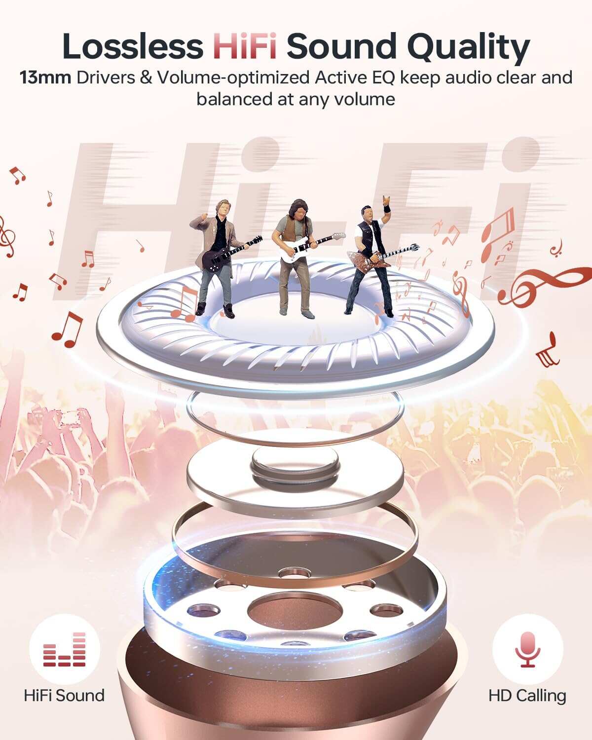 Wireless Earbuds, Bluetooth 5.3 Headphones 40Hrs Playtime with Charging Case, IPX5 Waterproof Stereo in-Ear Earphones with Microphone for iOS Android Cell Phone Sports Workout, Black