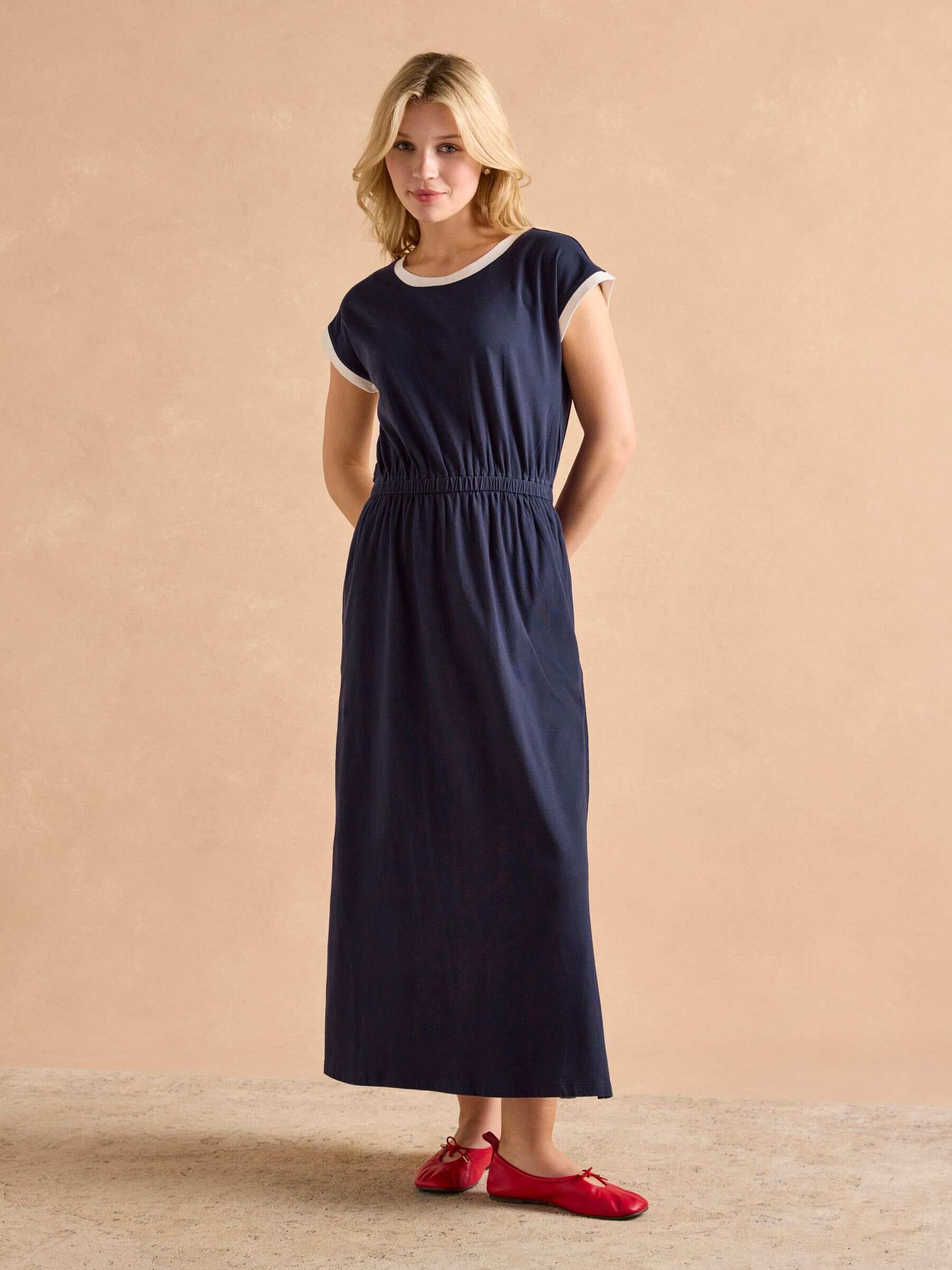 Adeena Navy Jersey Maxi Dress