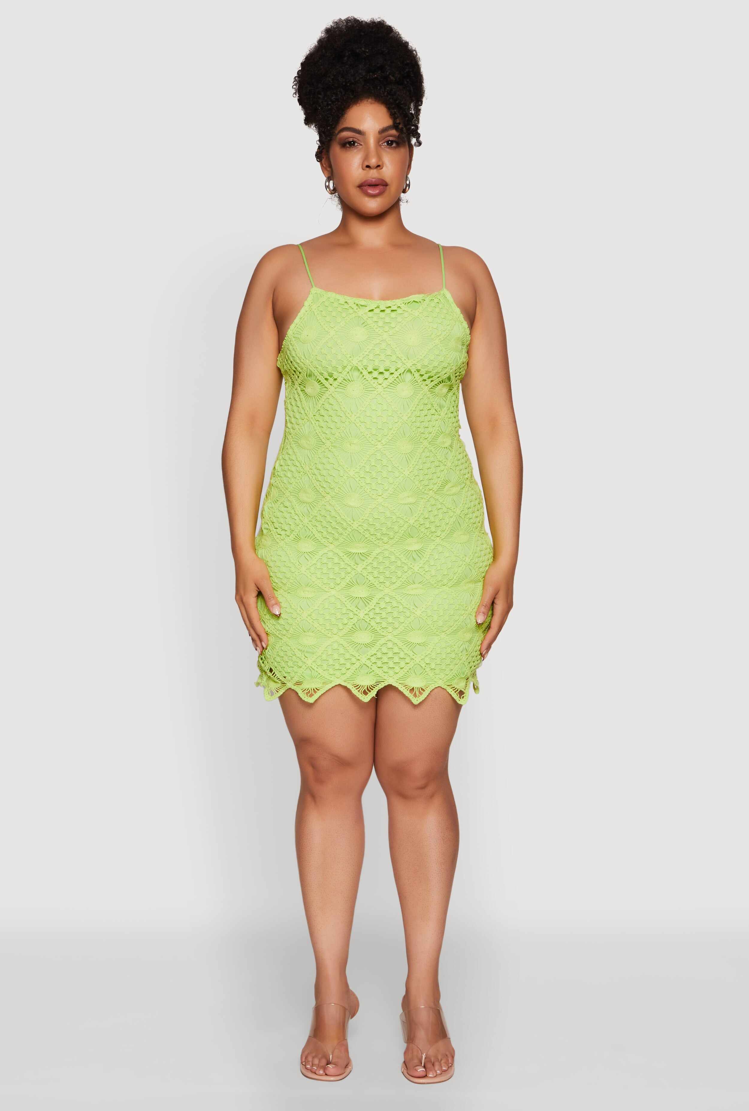 Plus Size Chic Crochet Scoop Neck Cami Dress