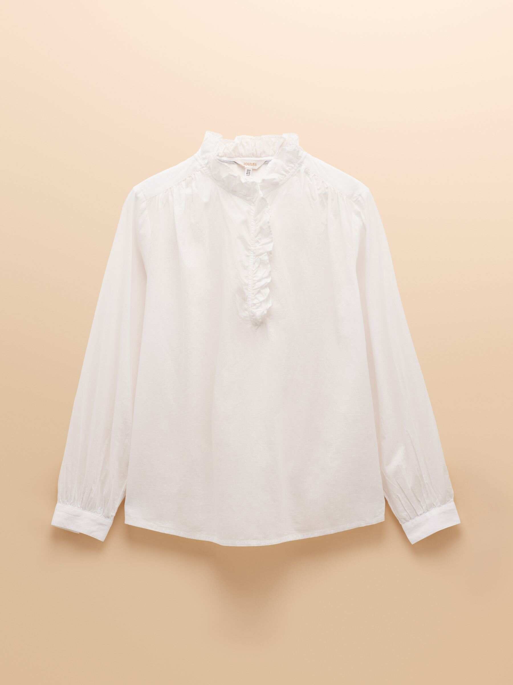 Melanie Blue/White Cotton Ruffle Blouse
