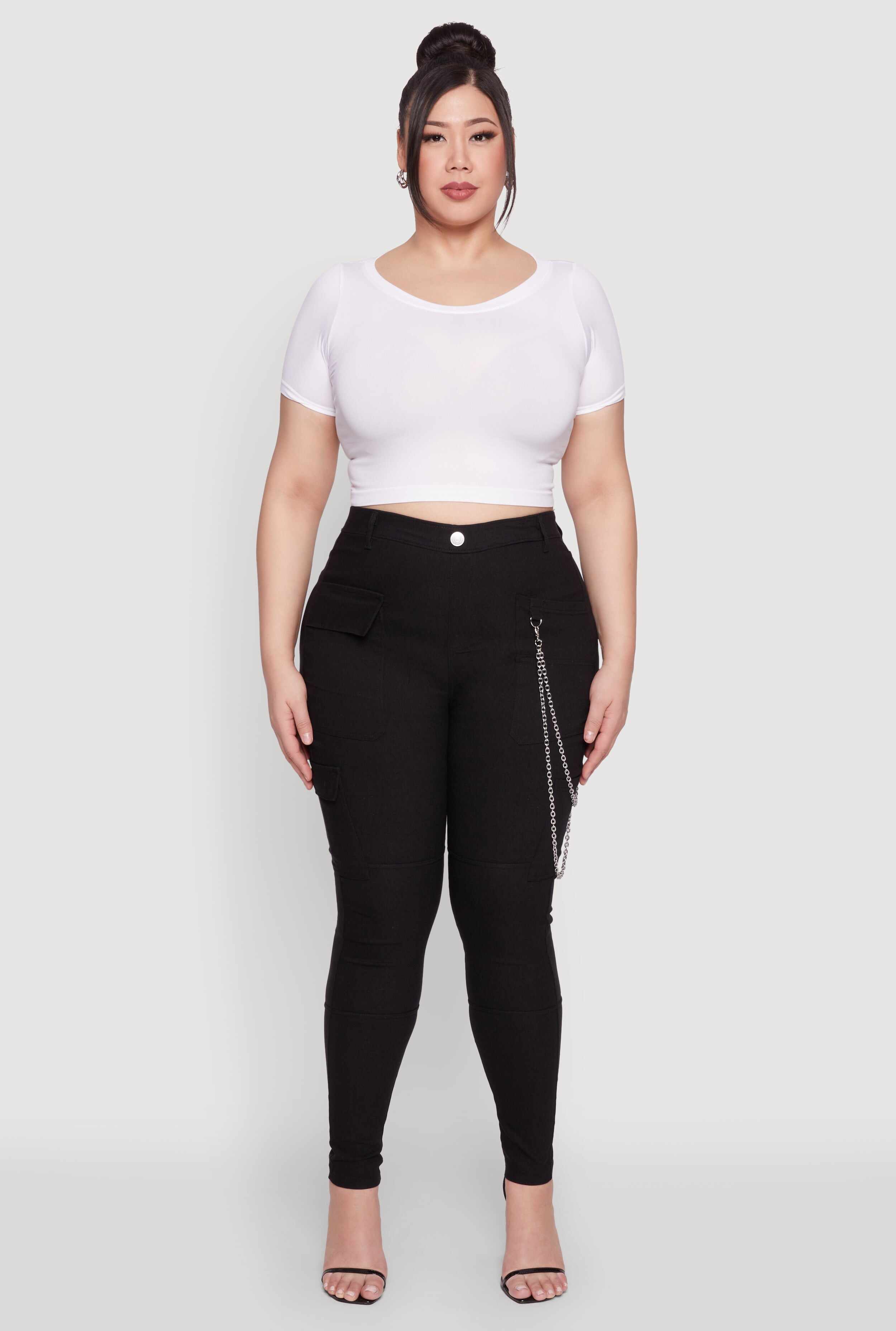 Plus Size Chain Detail Cargo Pants