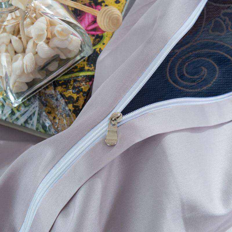 Kaleyra Silver Golden Silk Satin Cotton Duvet Cover Set