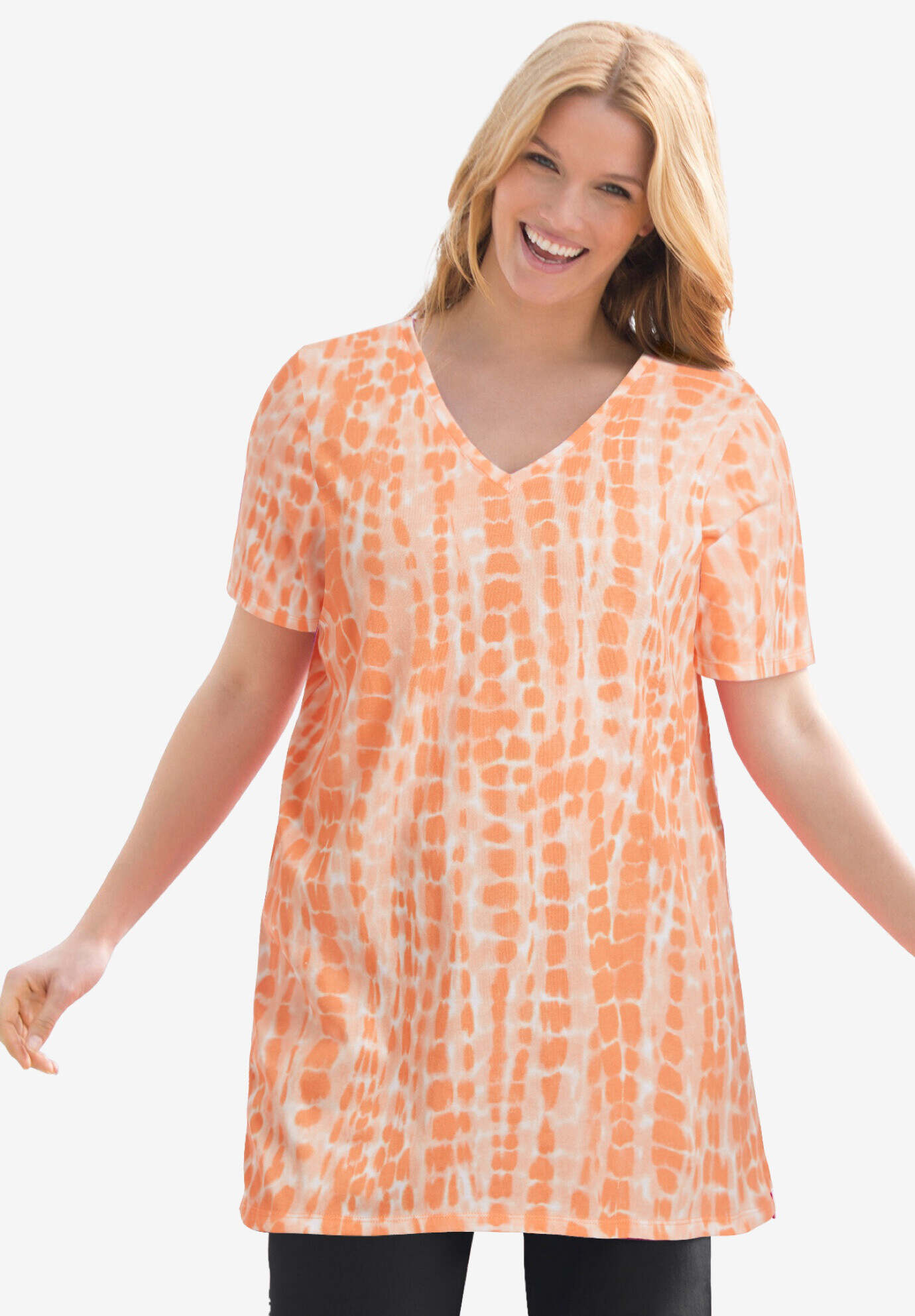 V-Neck Tie-Dye Tunic
