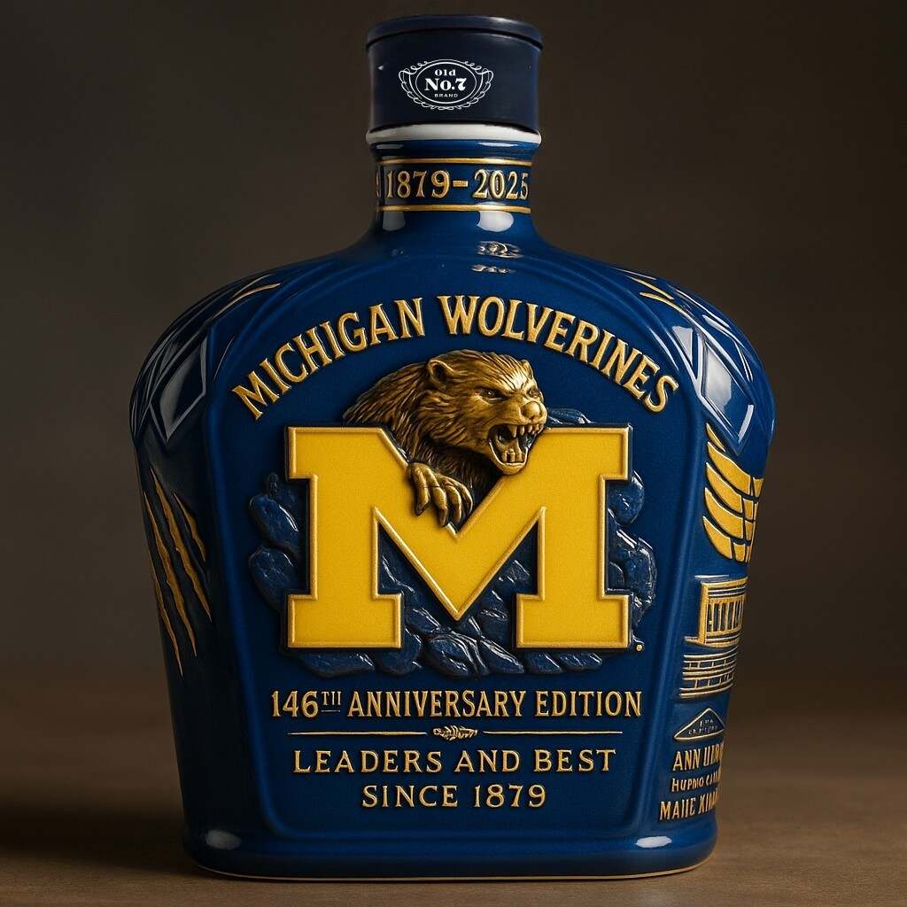 Michigan Wolverines 146th Anniversary Whiskey Bottle