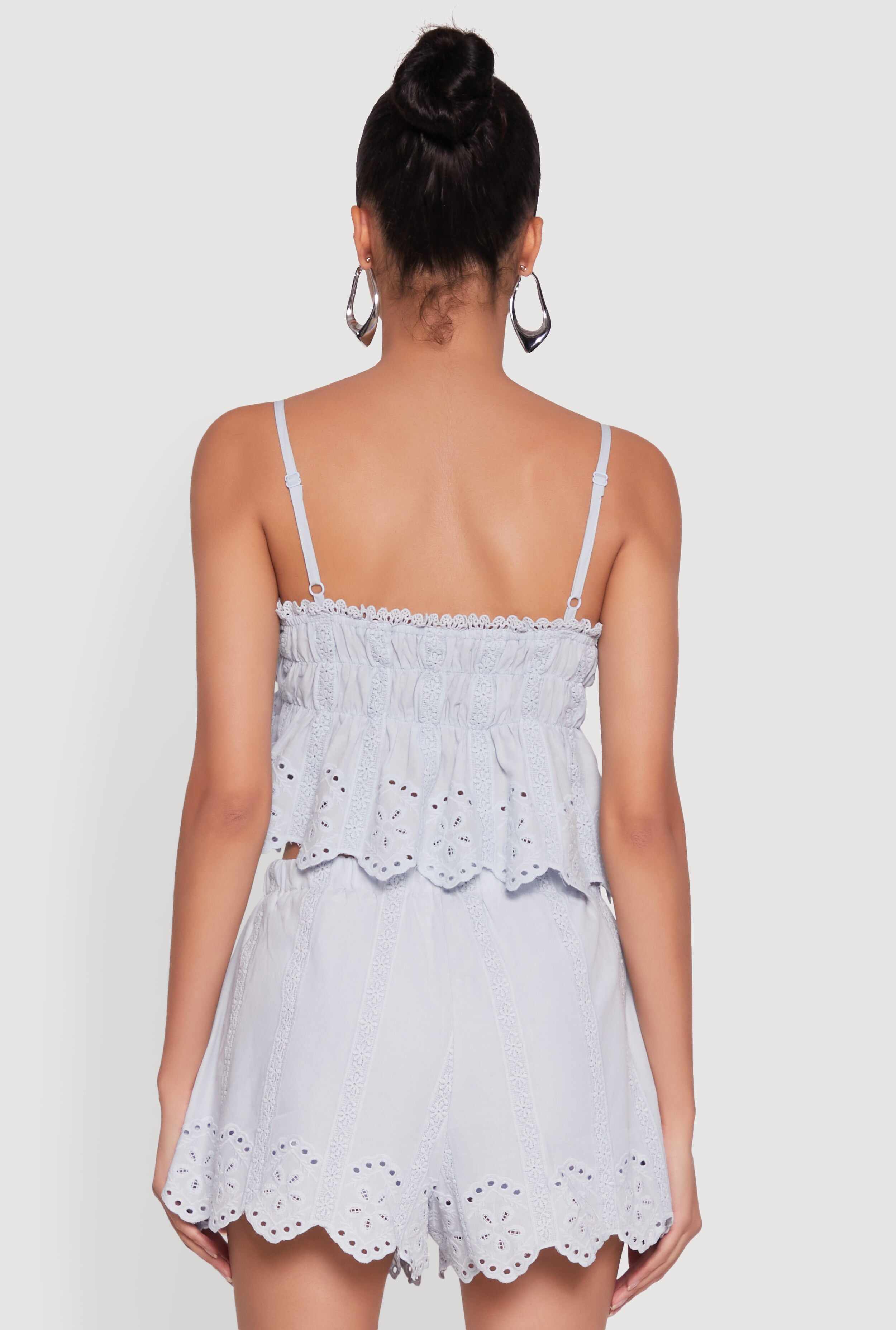 Haute Monde Eyelet Scallop Trim Cropped Cami