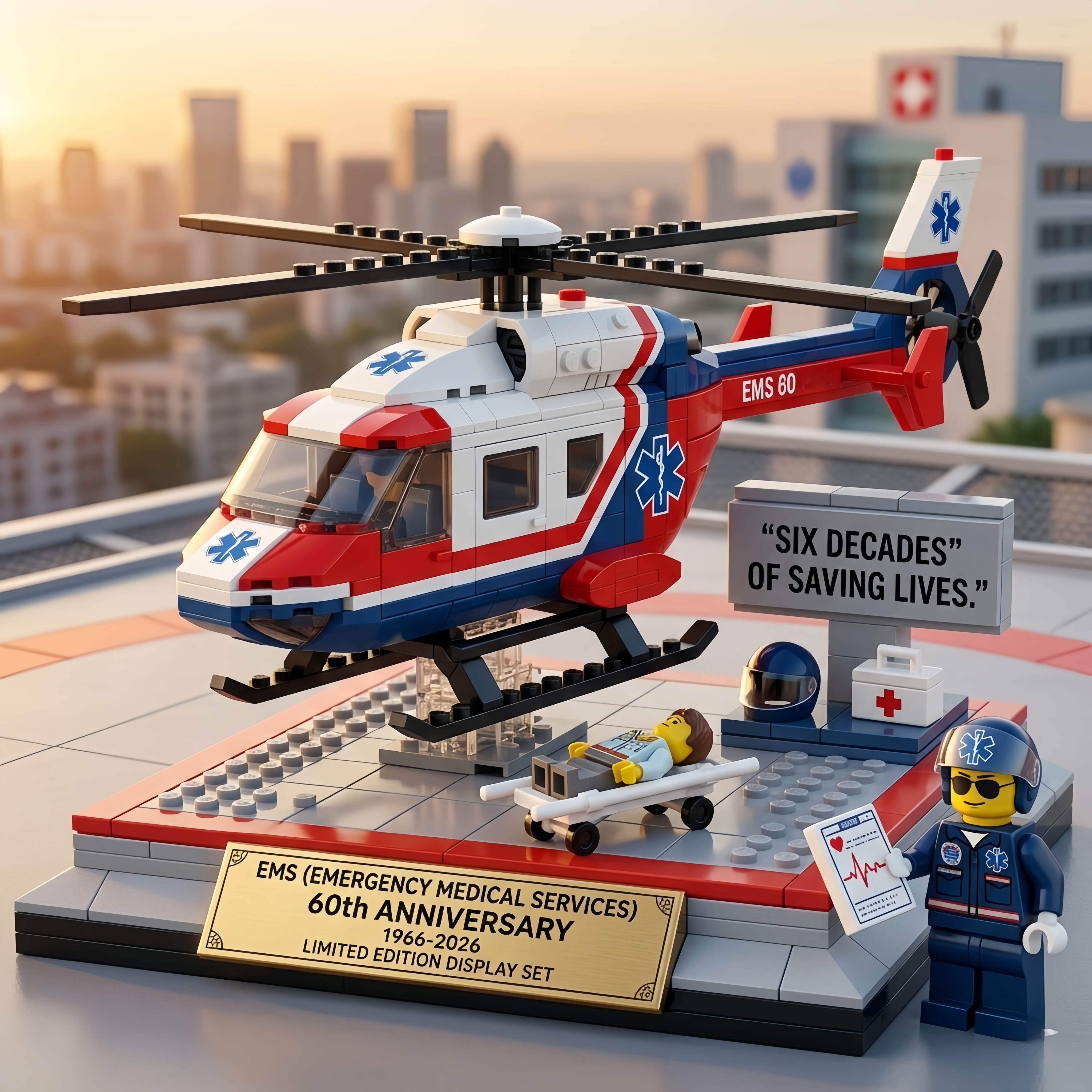 EMS 60th Anniversary Rescue Helicopter Brick Edition