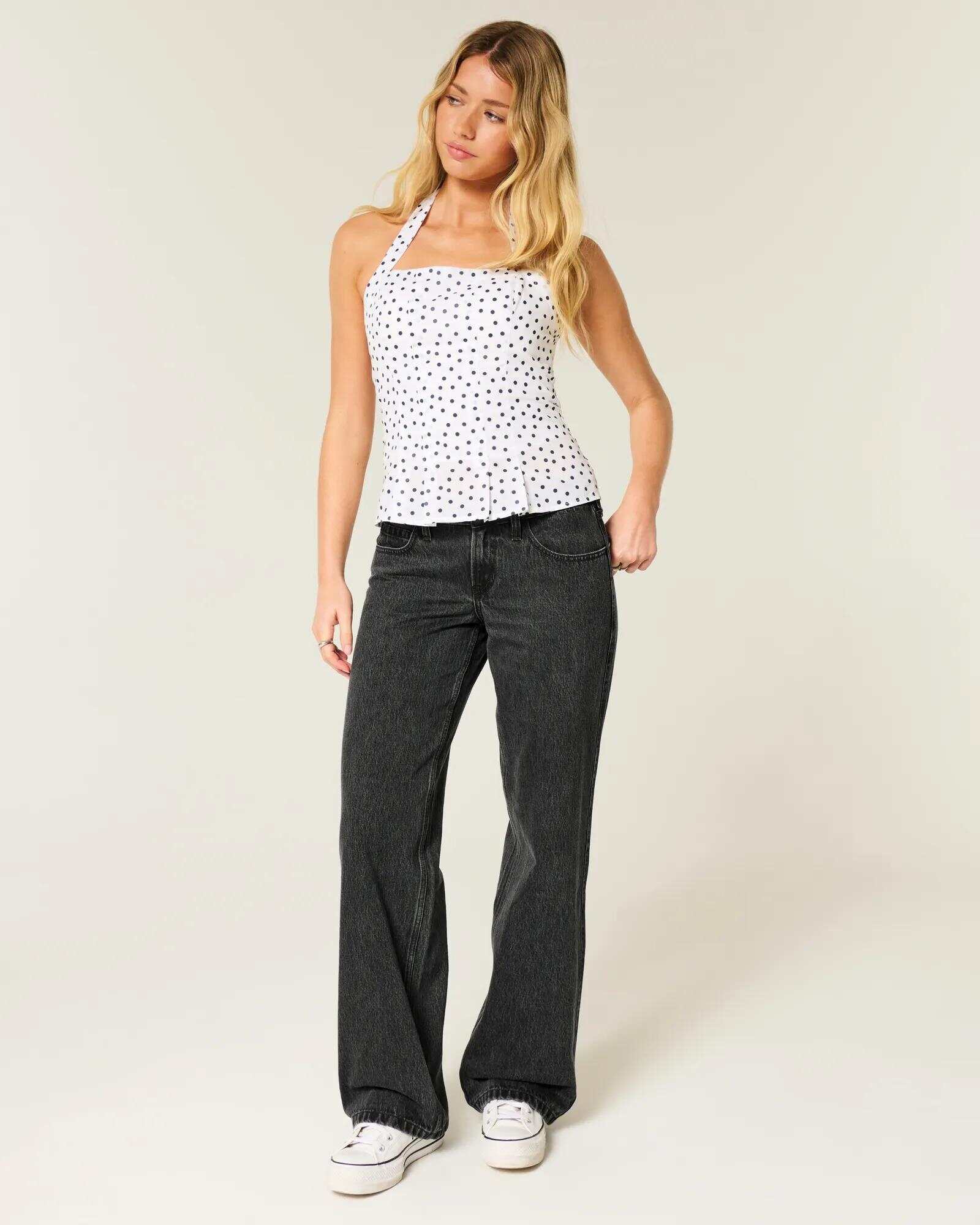 Low-Rise Dark Wash Baggy Jeans
