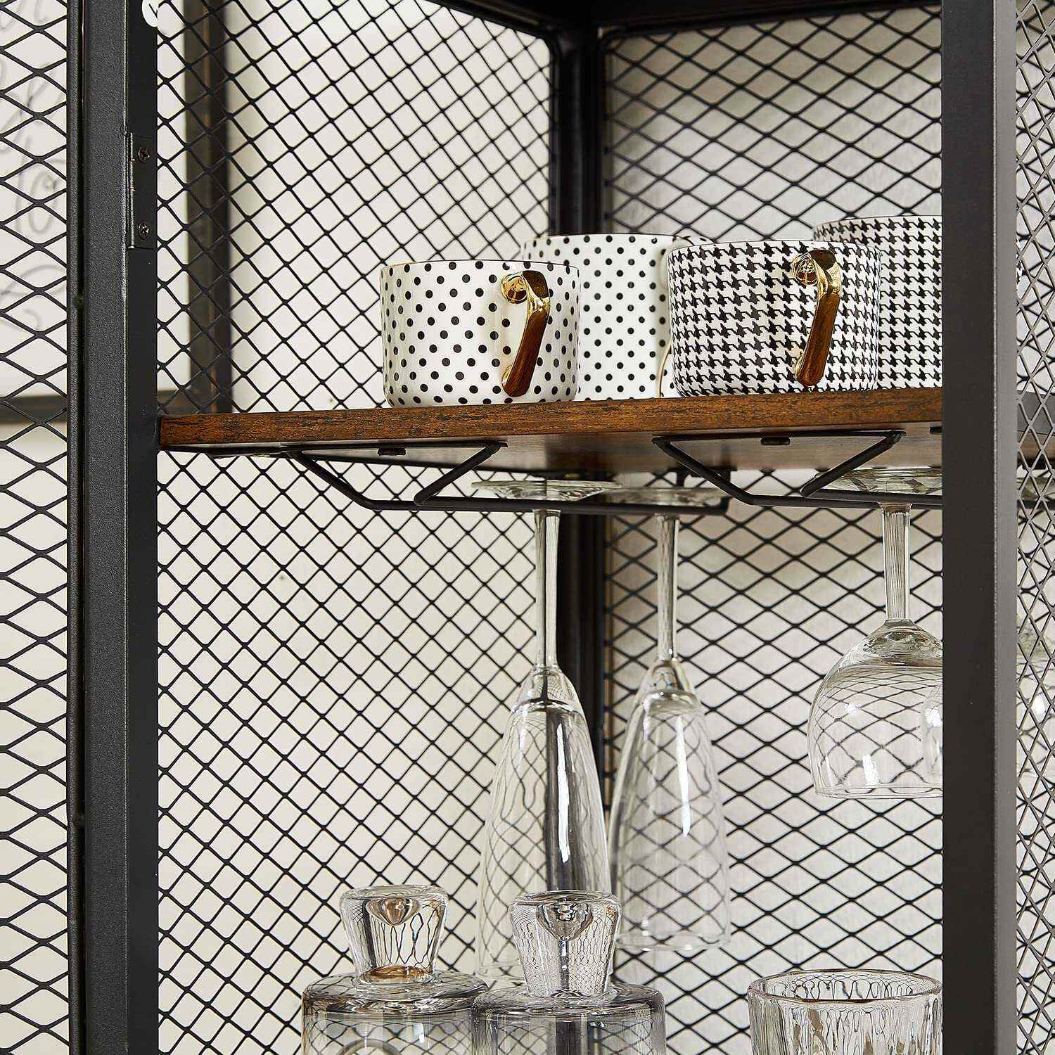 VECELO 3-Tier Wine Racks Cabinet with Door