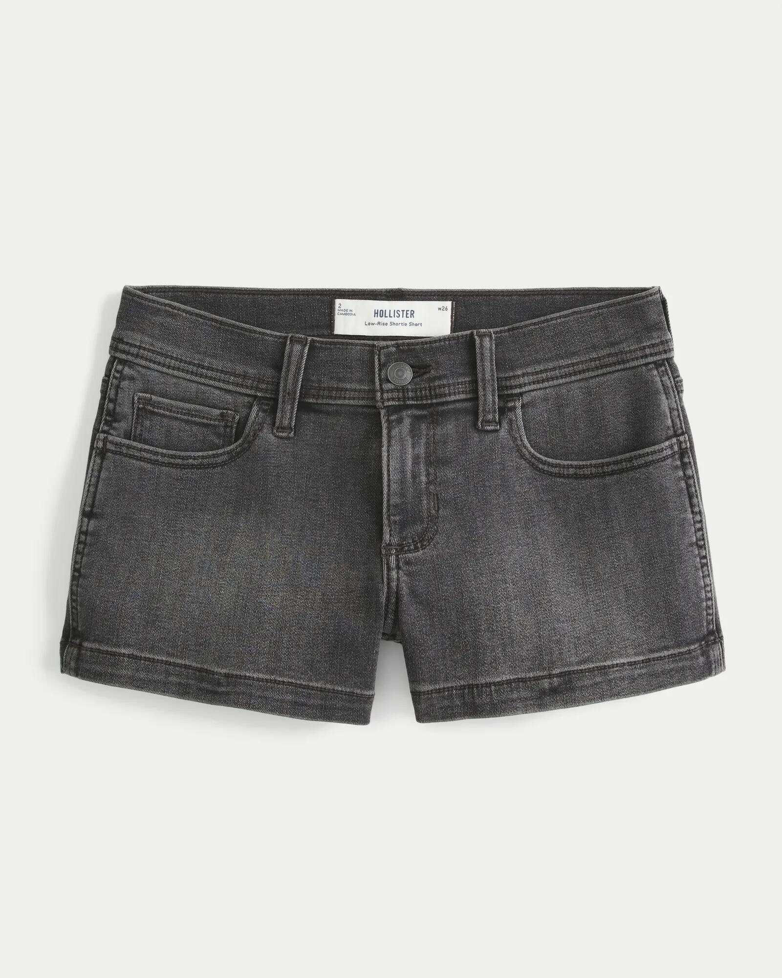 Low-Rise Medium Wash Denim Shortie Shorts