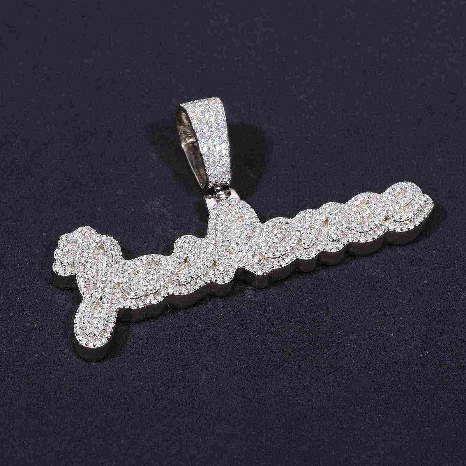 Test1 Row Cursive Name Pendant With Backplane