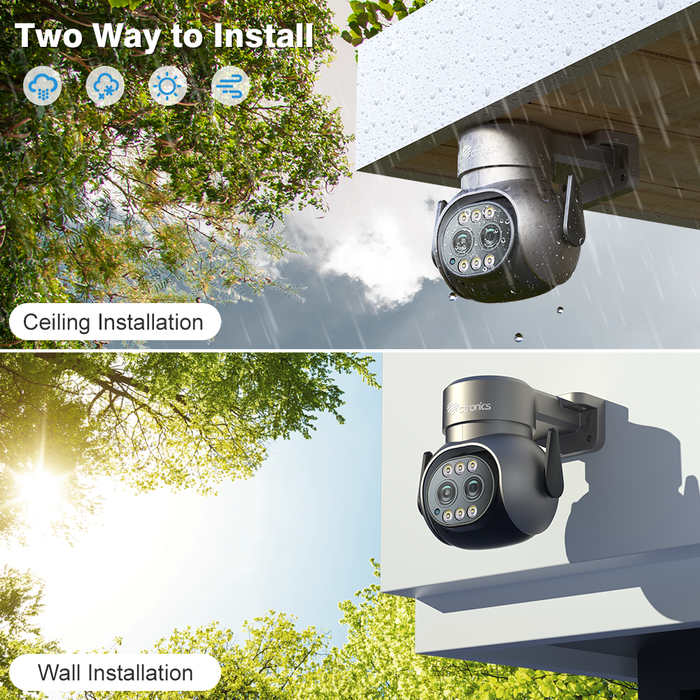 【2nd item $19.99】4MP Dual Lens Security Camera Outdoor WiFi  2.4/5GHz with 6X Hybrid Zoom Auto Tracking Color Night Vision