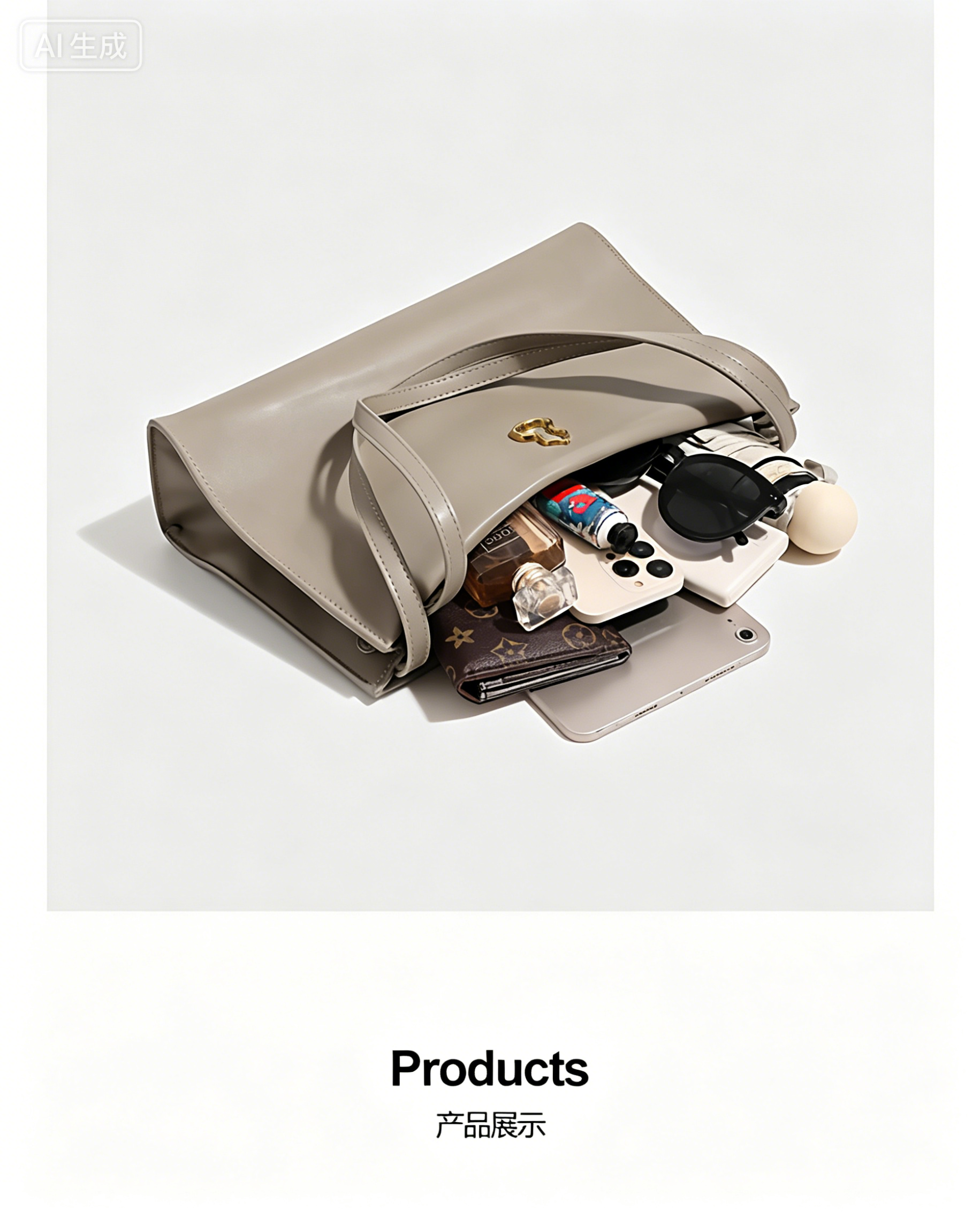 Fashionable women handbag with classic design with cowhide leather