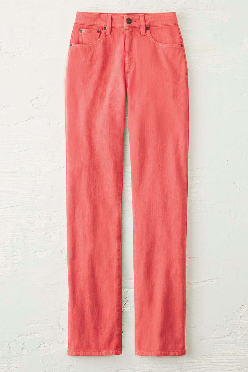 Knit Denim High Rise Straight-Leg Jeans