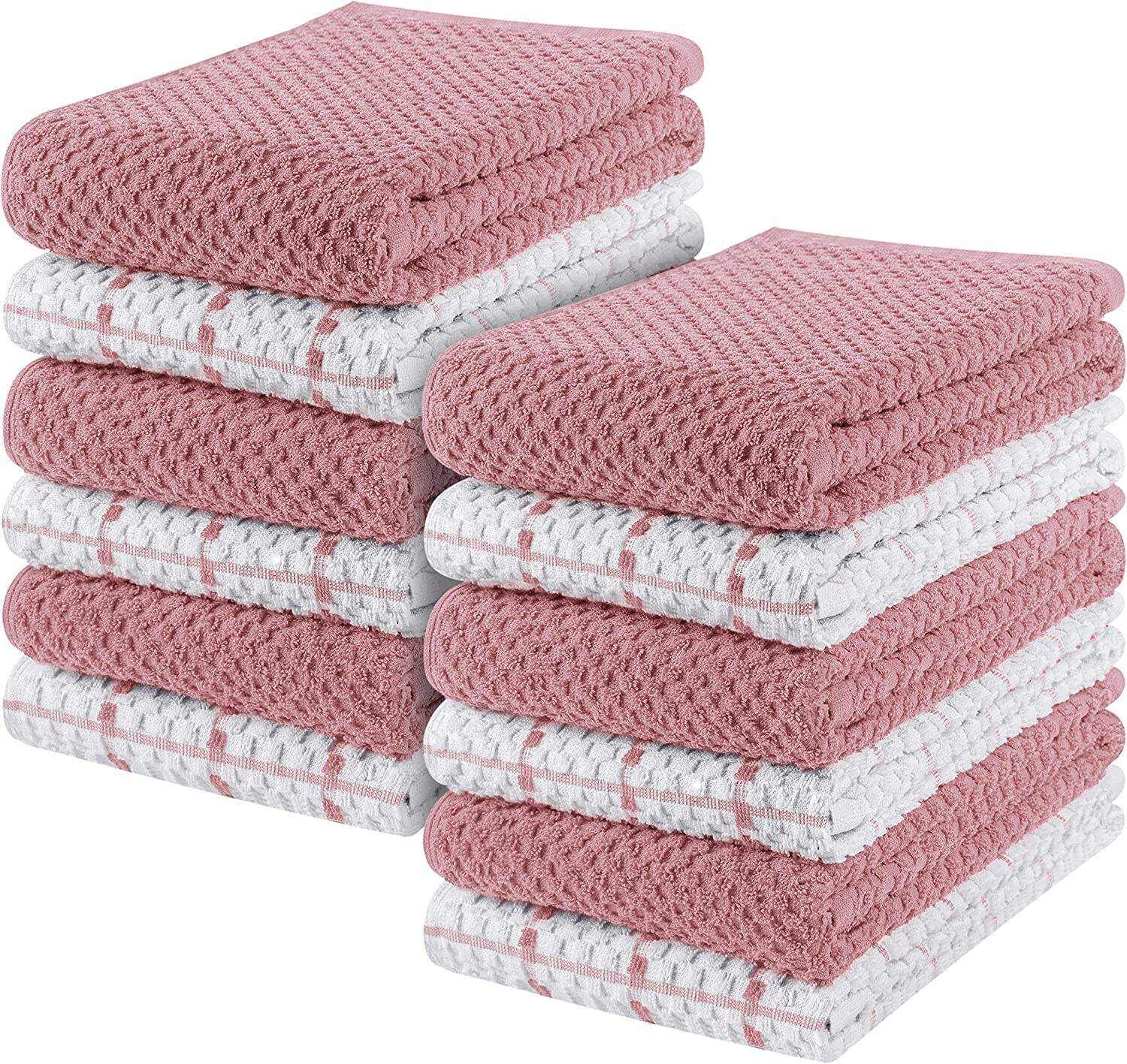 Kitchen Towels [12 Pack], 15 x 25 Inches, 100% Ring Spun Cotton Super Soft and Absorbent Linen Dish Towels, Tea Towels and Bar Towels Set (Black)