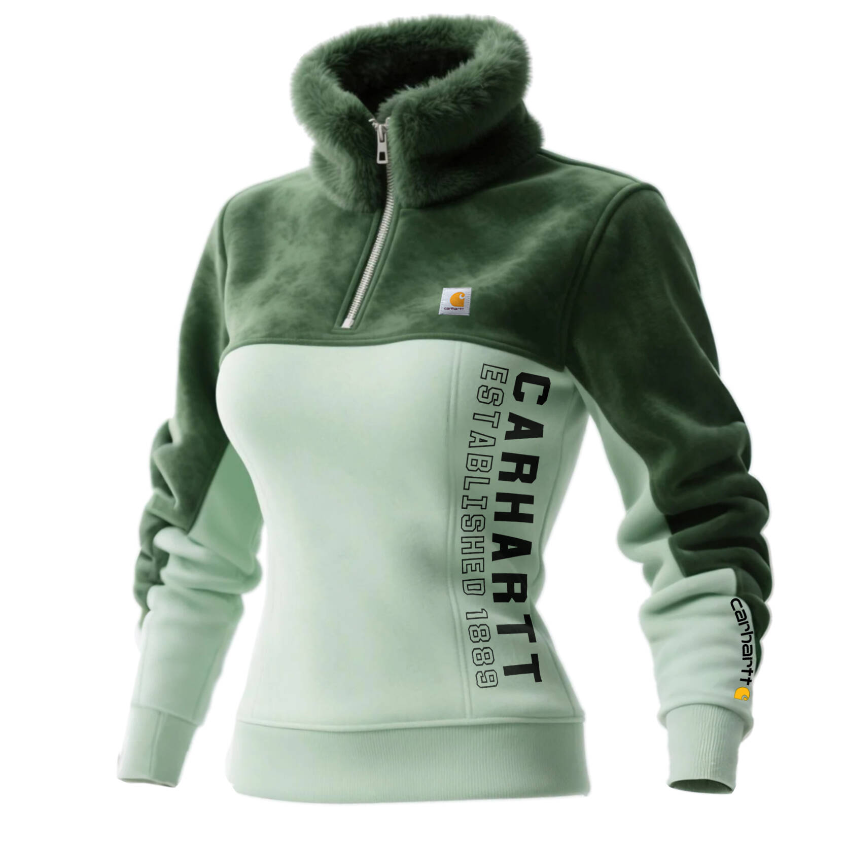 Women's Retro Western Style Contrast Color Fur Collar Stand Collar Sweatshirt