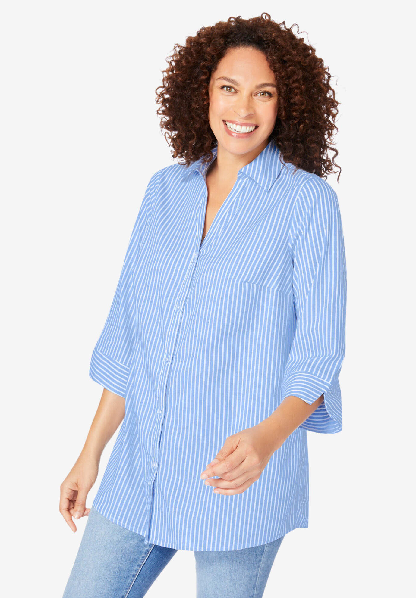 Perfect Three-Quarter Sleeve Back Pleat Shirt
