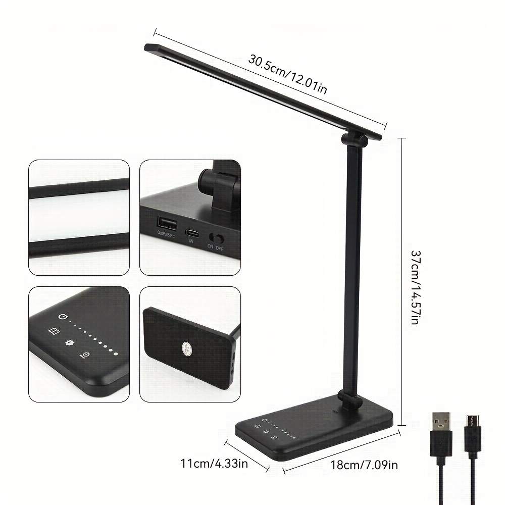 [Timer Desk Lamp] Adjustable Brightness/Color USB Plug-in Study Desk Lamp with 45-Minute Timer
