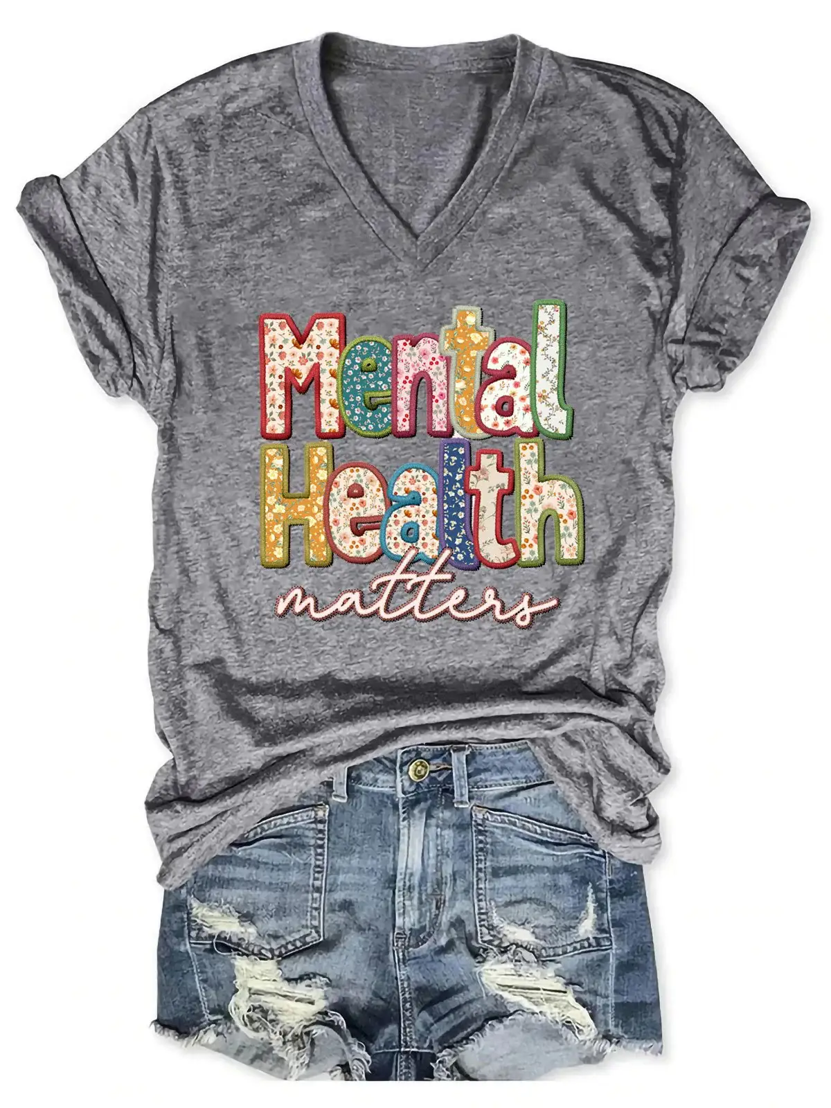 Women's Mental Health Print Casual  T-shirt
