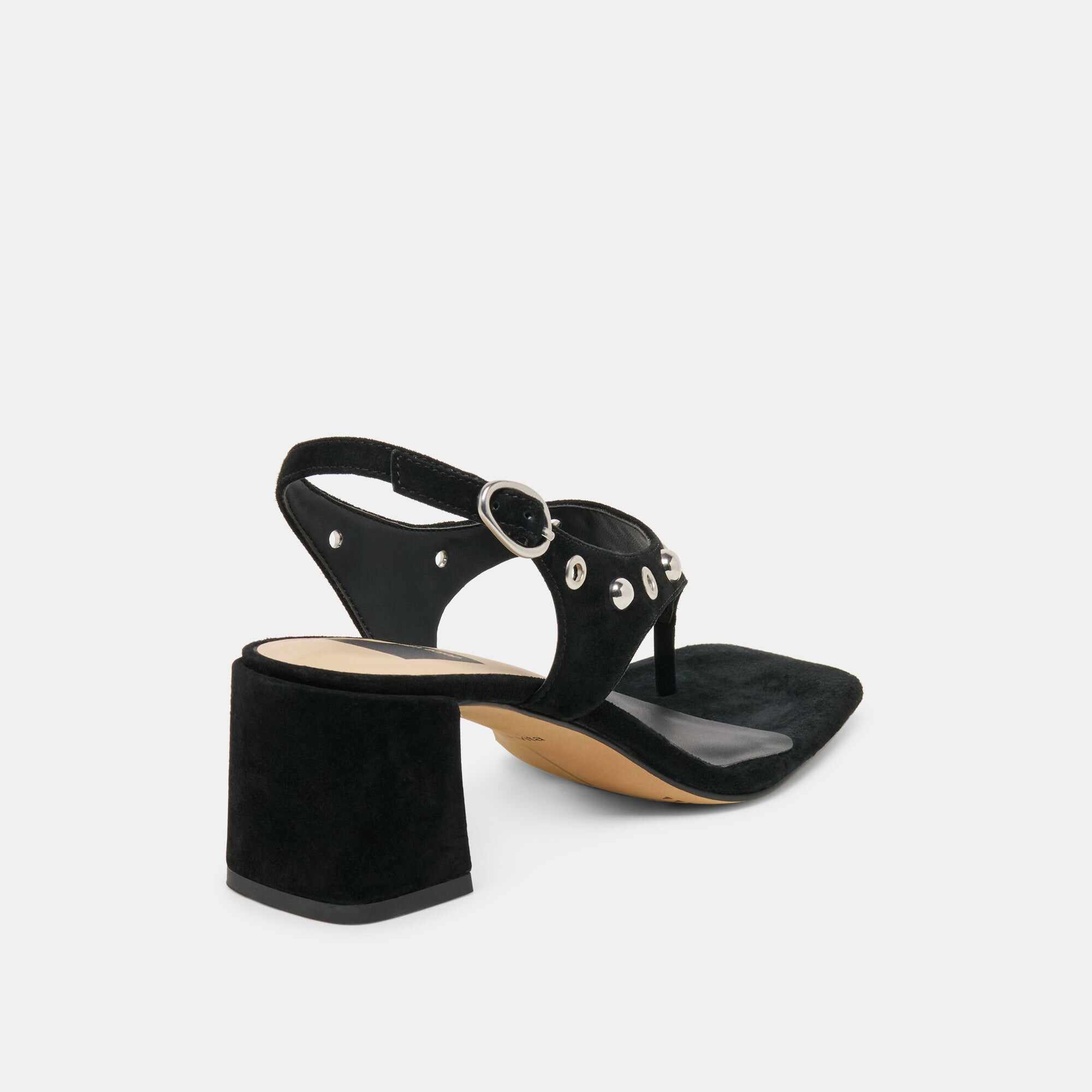 YVES STUD HEELS ONYX SUEDE