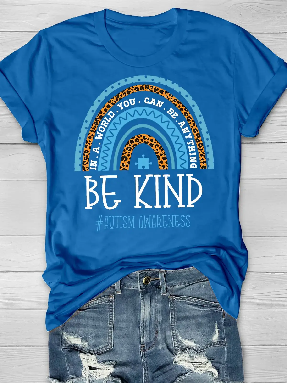 Autism Awareness Be Kind Printing T-shirt
