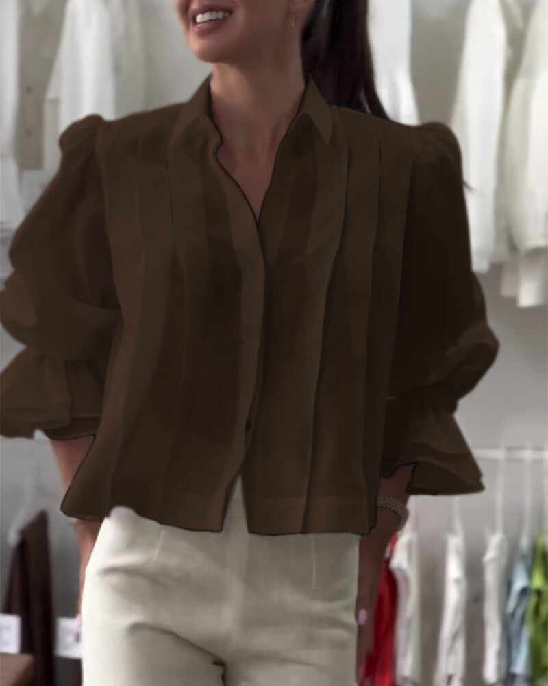 Aumora Puff Sleeve Ruffle Shirt