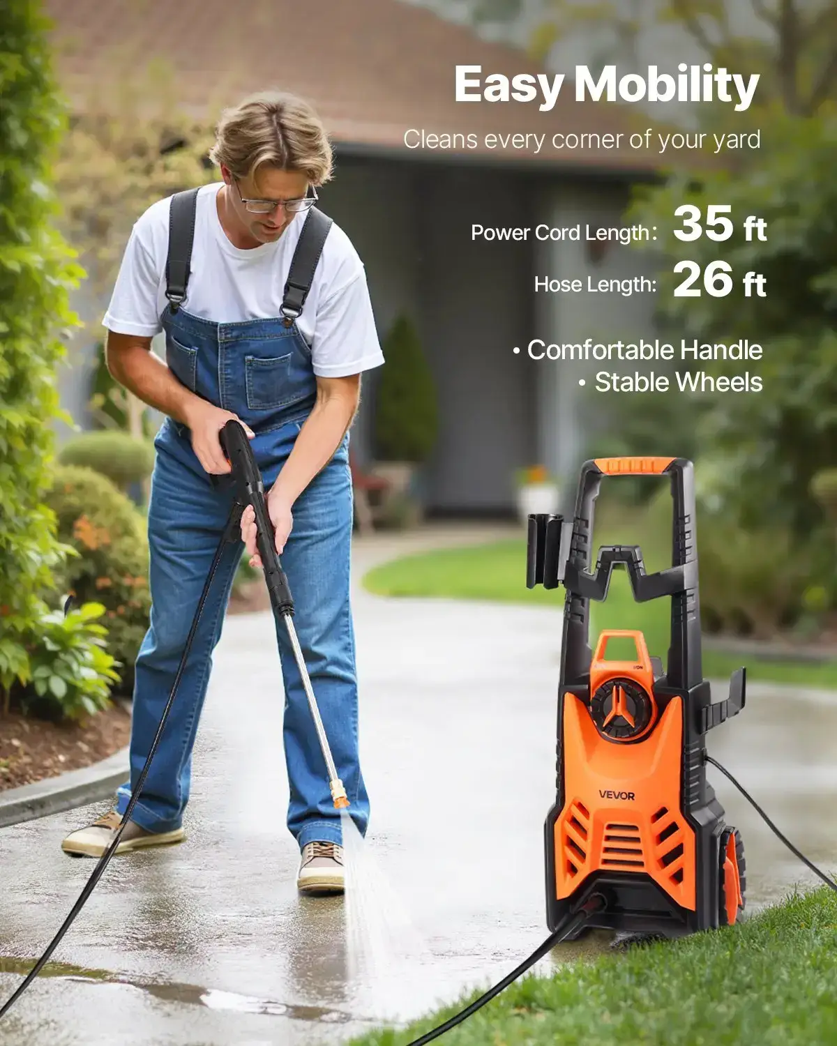 Electric Pressure Washer — 4500 PSI / 3.2 GPM Portable Pressure Washer with Adjustable Nozzle and Foam Cannon