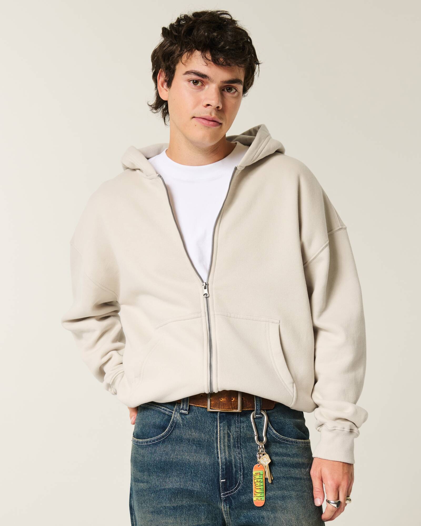 Boxy Camo Zip-Up Hoodie