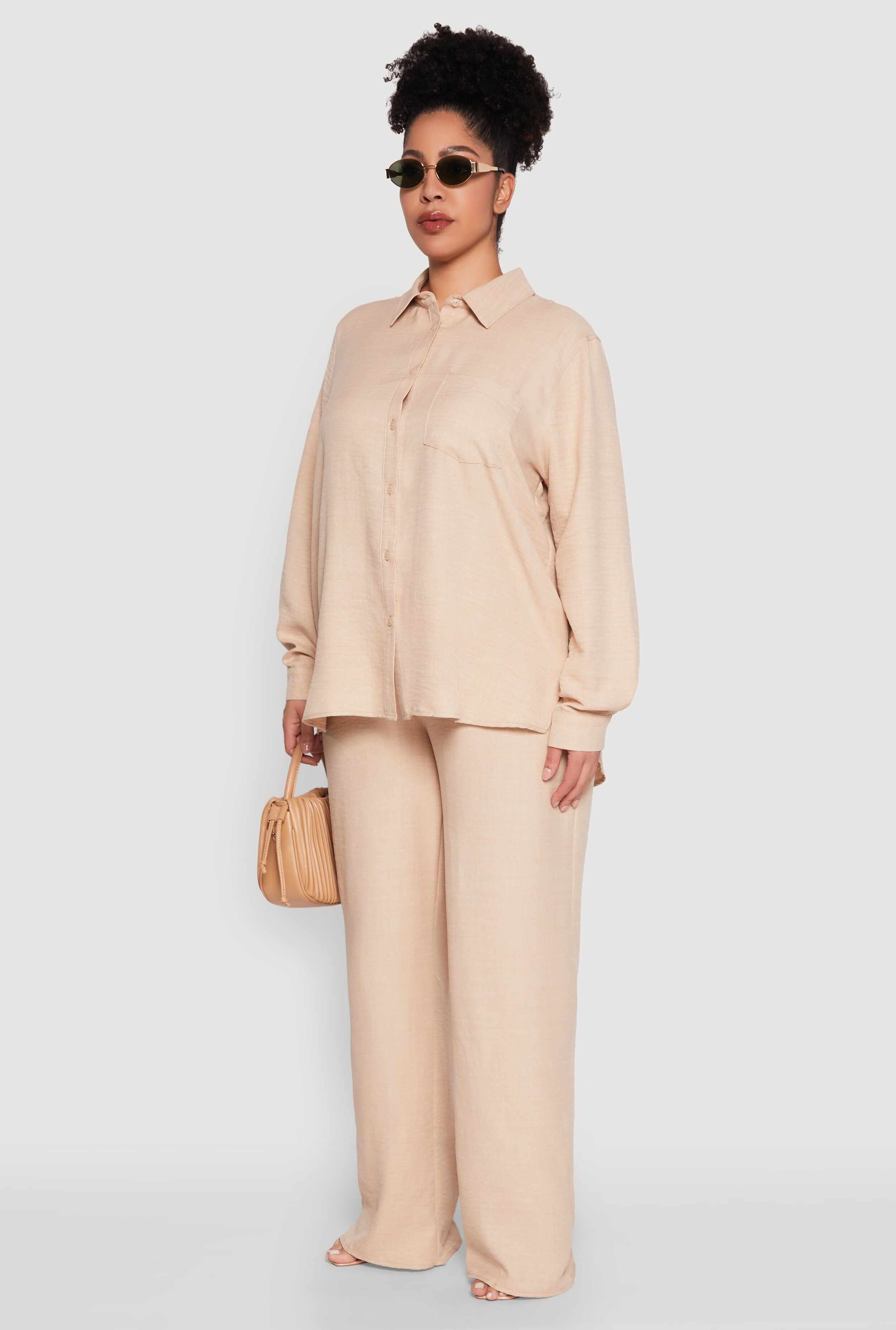 Plus Size Linen Oversized Shirt