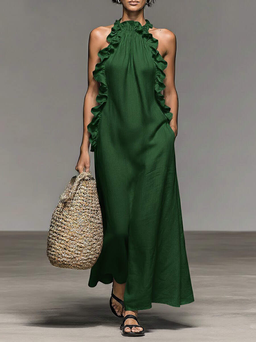 🔥Summer Arrivals🌟Women's Stand-up Collar Sleeveless Casual Loose Cotton And Linen Dress