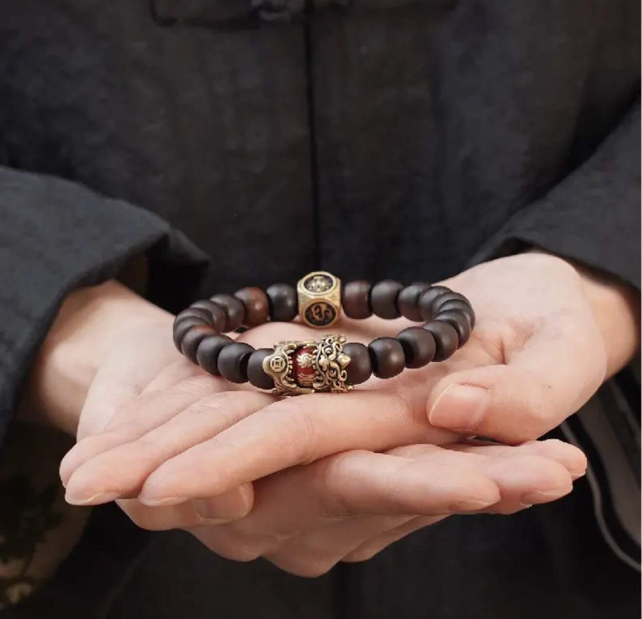Pixiu and Four Symbols jujube wood bracelet
