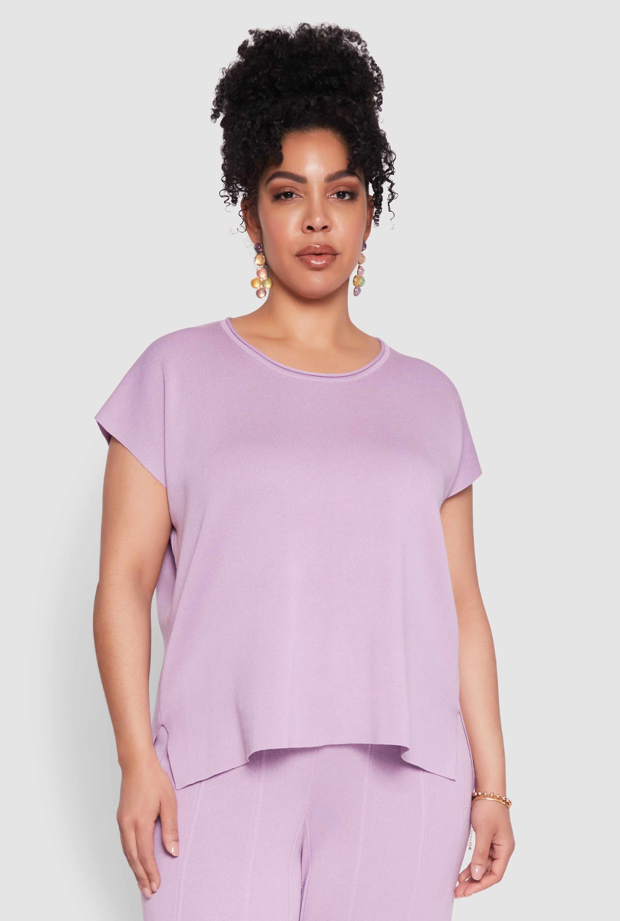 Plus Size Daisy Knitted Crew Neck Top
