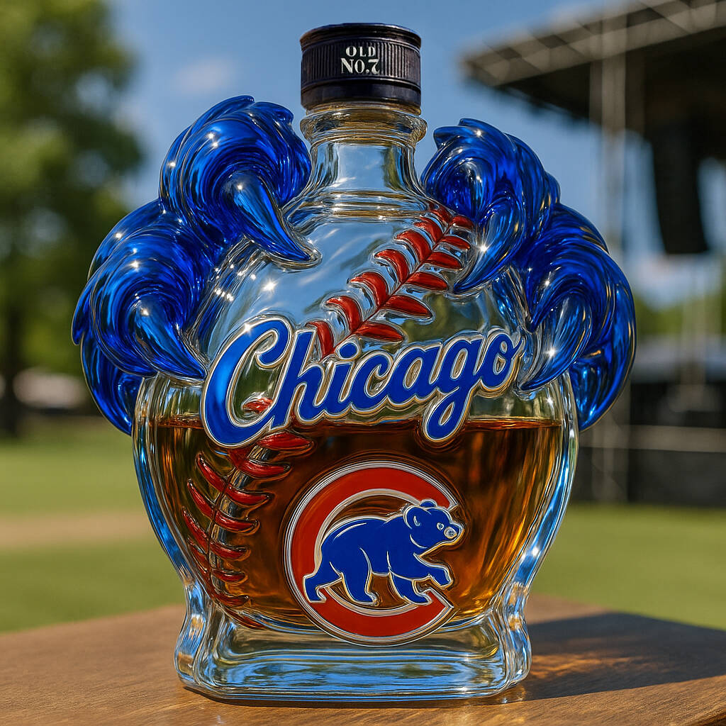Chicago Cubs-themed Whiskey Bottle