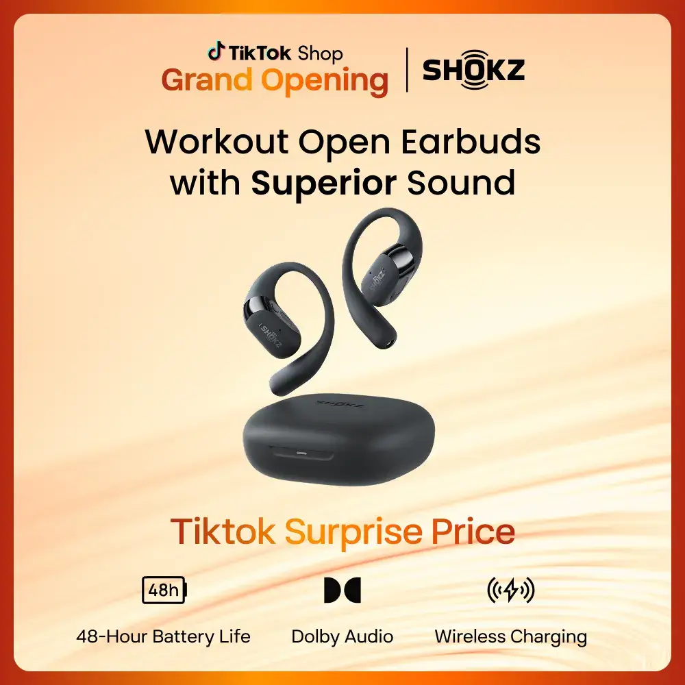 New OpenFit 2+ Open-Ear Headphones, Dolby Audio Enabled, Comfortable Earbuds with Soft Ear Hooks, 48H Playtime, IP55 Water-Resistant, USB-C Fast Charging, Wireless Charging