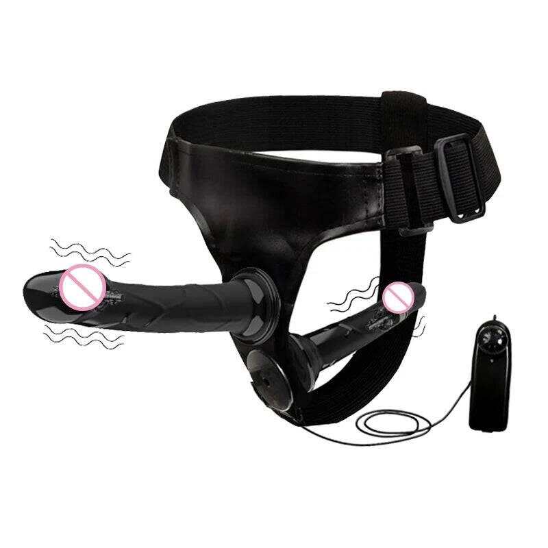 Double Penis Realistic Dildo Vibrator: Ultra Elastic Strap-On Harness for Women - Adult Sex Toy for Lesbians