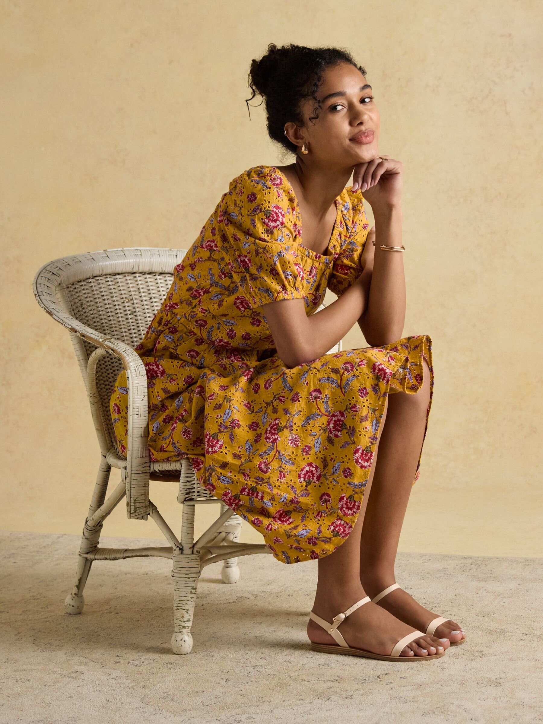 Harlow Yellow Floral Broderie Dress