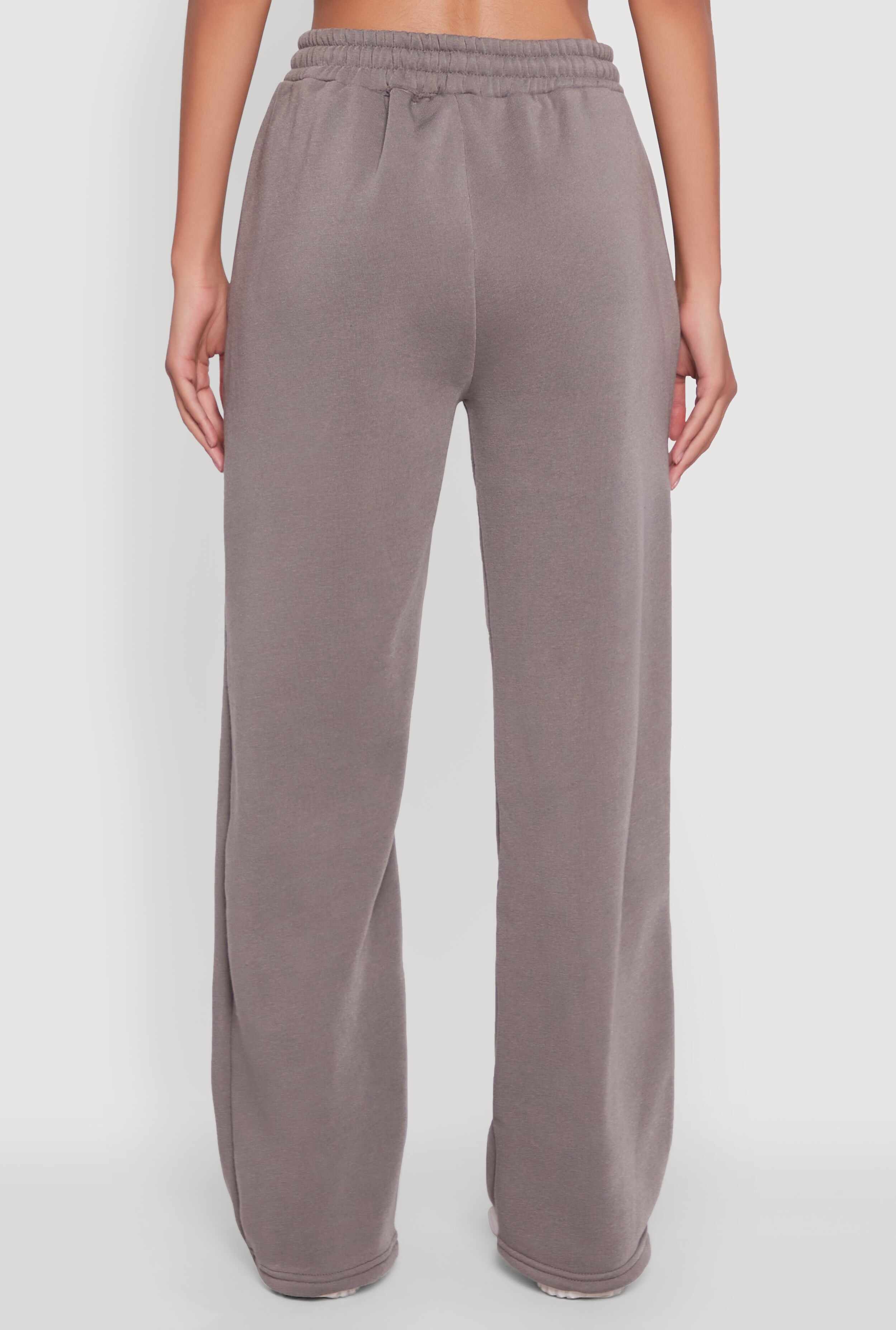 Letter Detail High Waisted Wide Leg Sweatpants