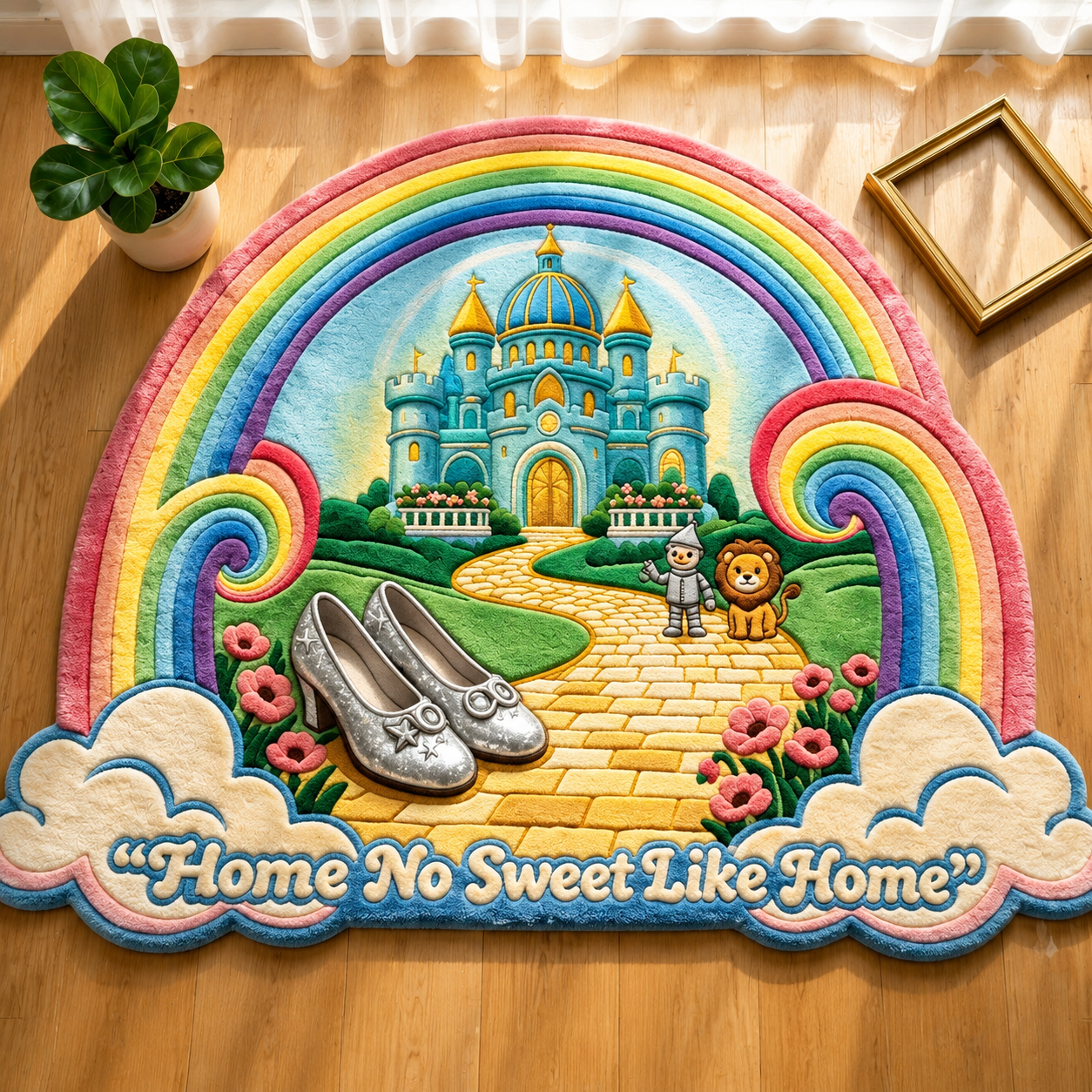 Wizard of Oz Inspired Yellow Brick Road Castle Rug