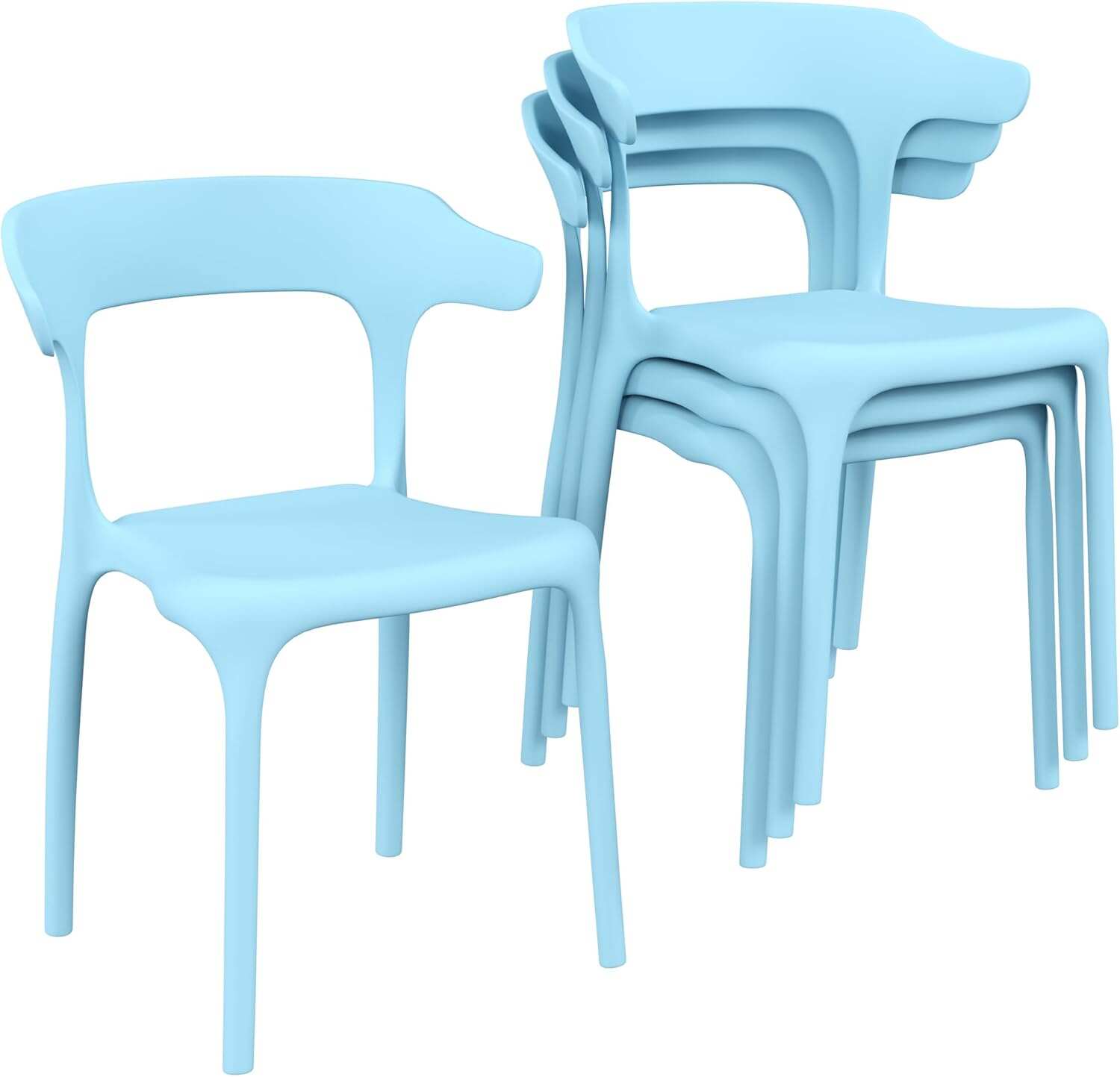 VECELO 4 Pack Plastic Stacking Chairs