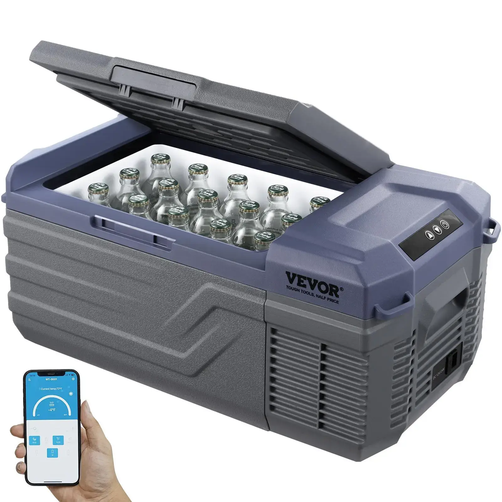 Car Refrigerator, 12 Volt Car Refrigerator Fridge, 15 L Single Zone Portable Freezer, -4℉-68℉ Adjustable Range, 12/24V DC and 100-240V AC Compressor Cooler for Outdoor, Camping, RV