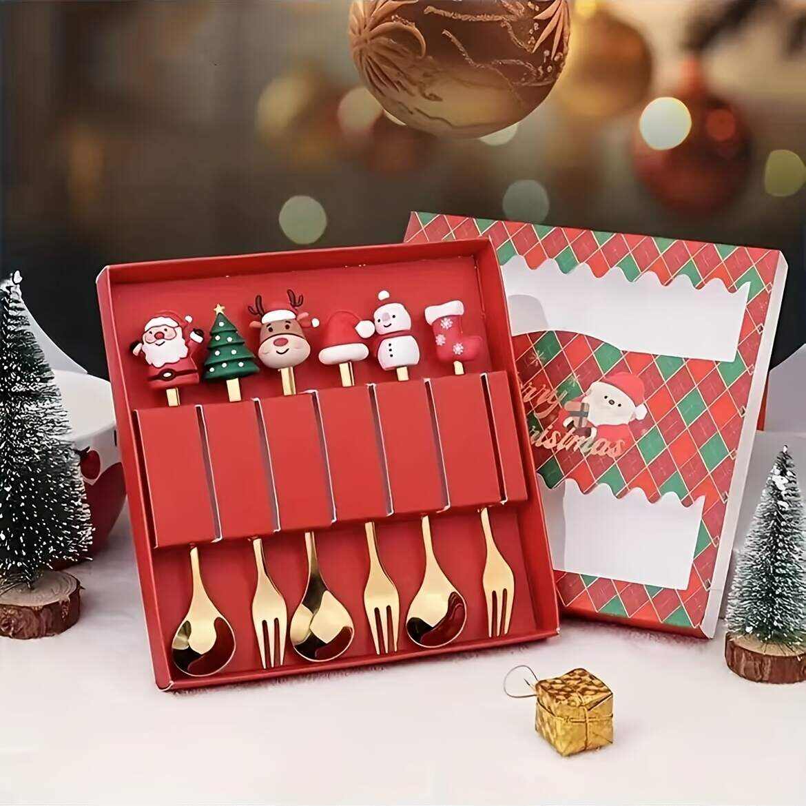 🎄 Holiday Cheer Christmas Cutlery Set – Stainless Steel Spoons & Forks✨Buy 2 Sets Get 10% OFF & Free Shipping