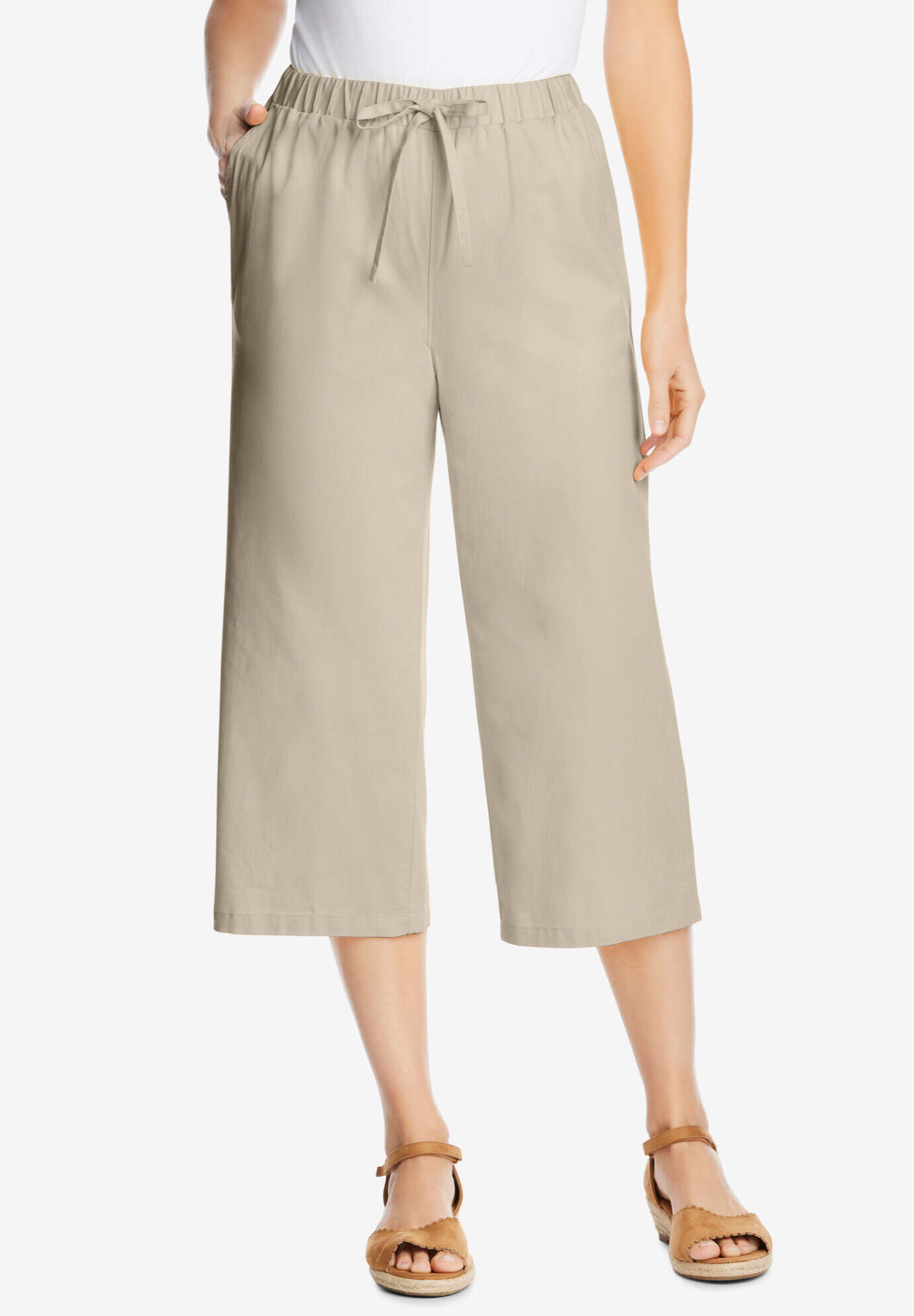 Drawstring Denim Capri