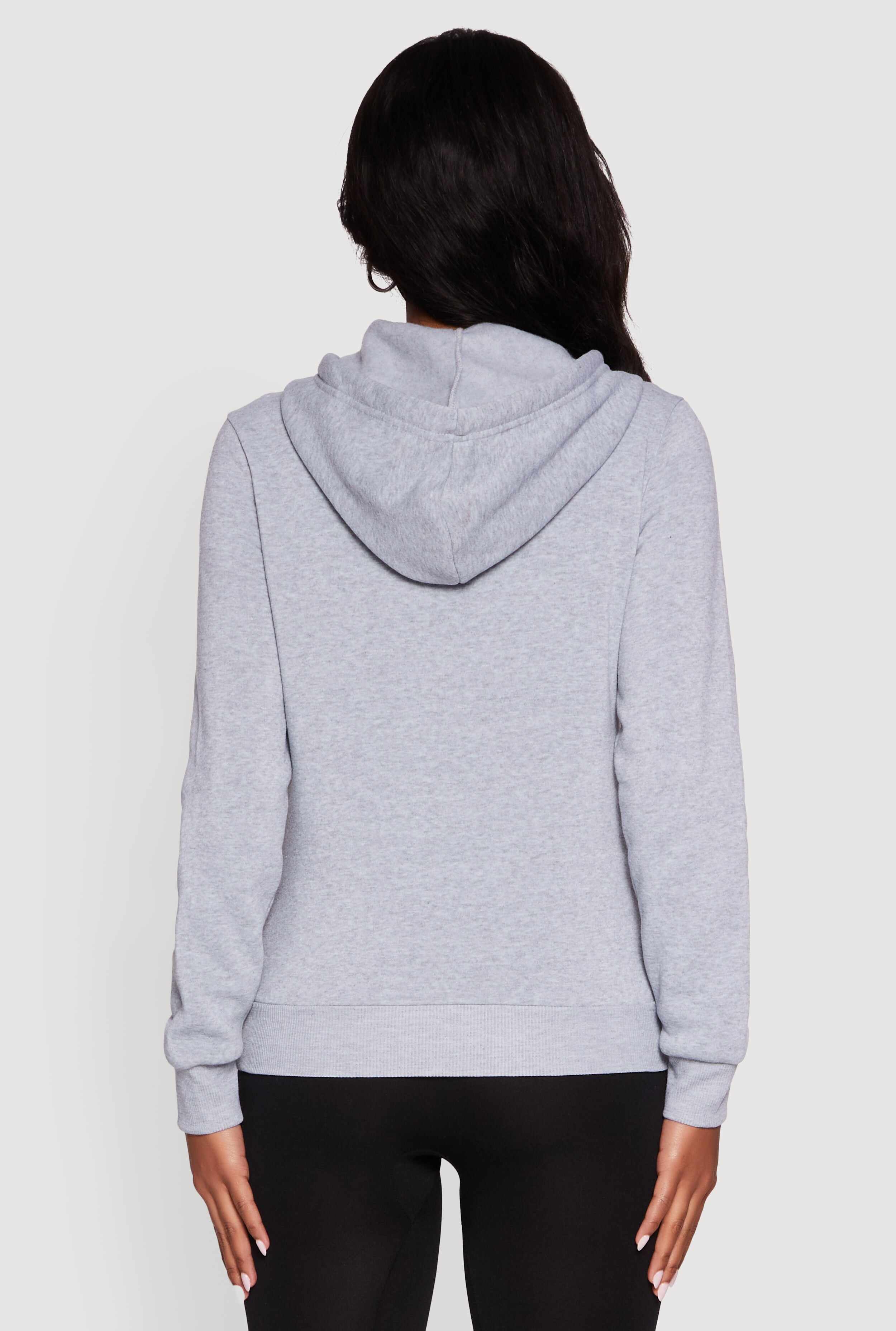 Zip Front Fleece Long Sleeve Hoodie