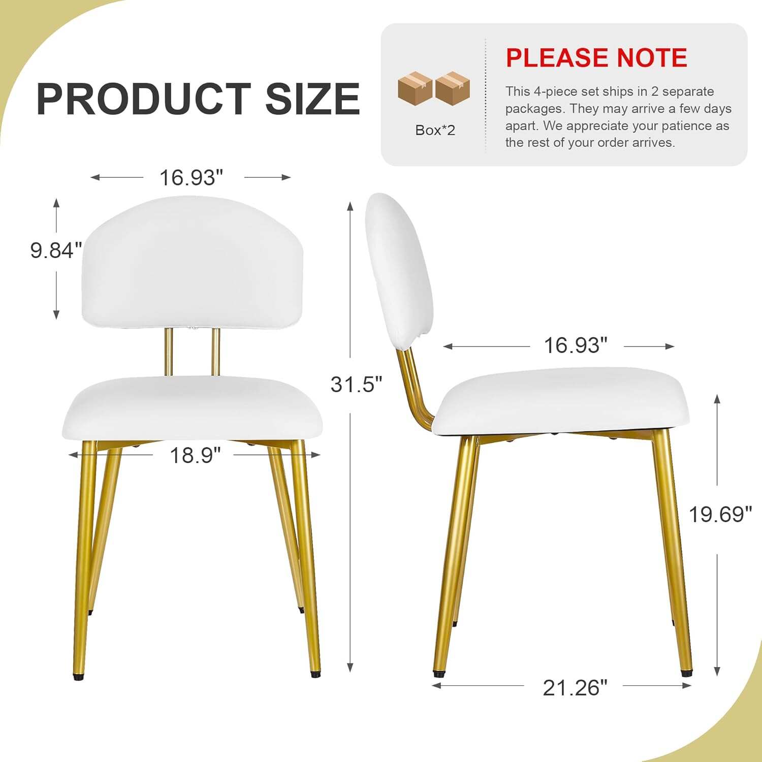 VECELO Dining Chairs Set of 2