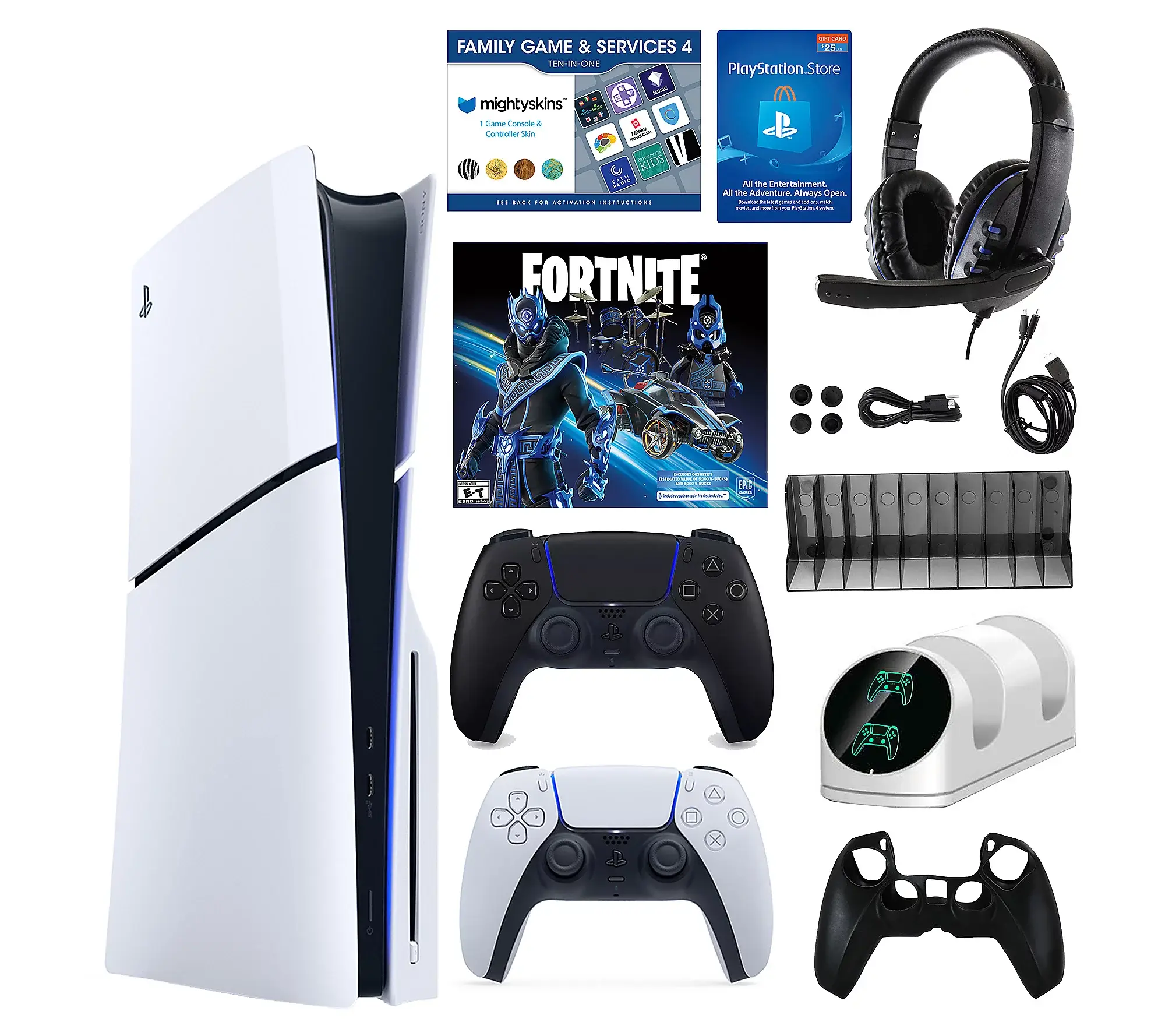 Clearance Sale PS5 Slim 1TB Disc or Digital Console with Fortnite Accs & 2 Controllers