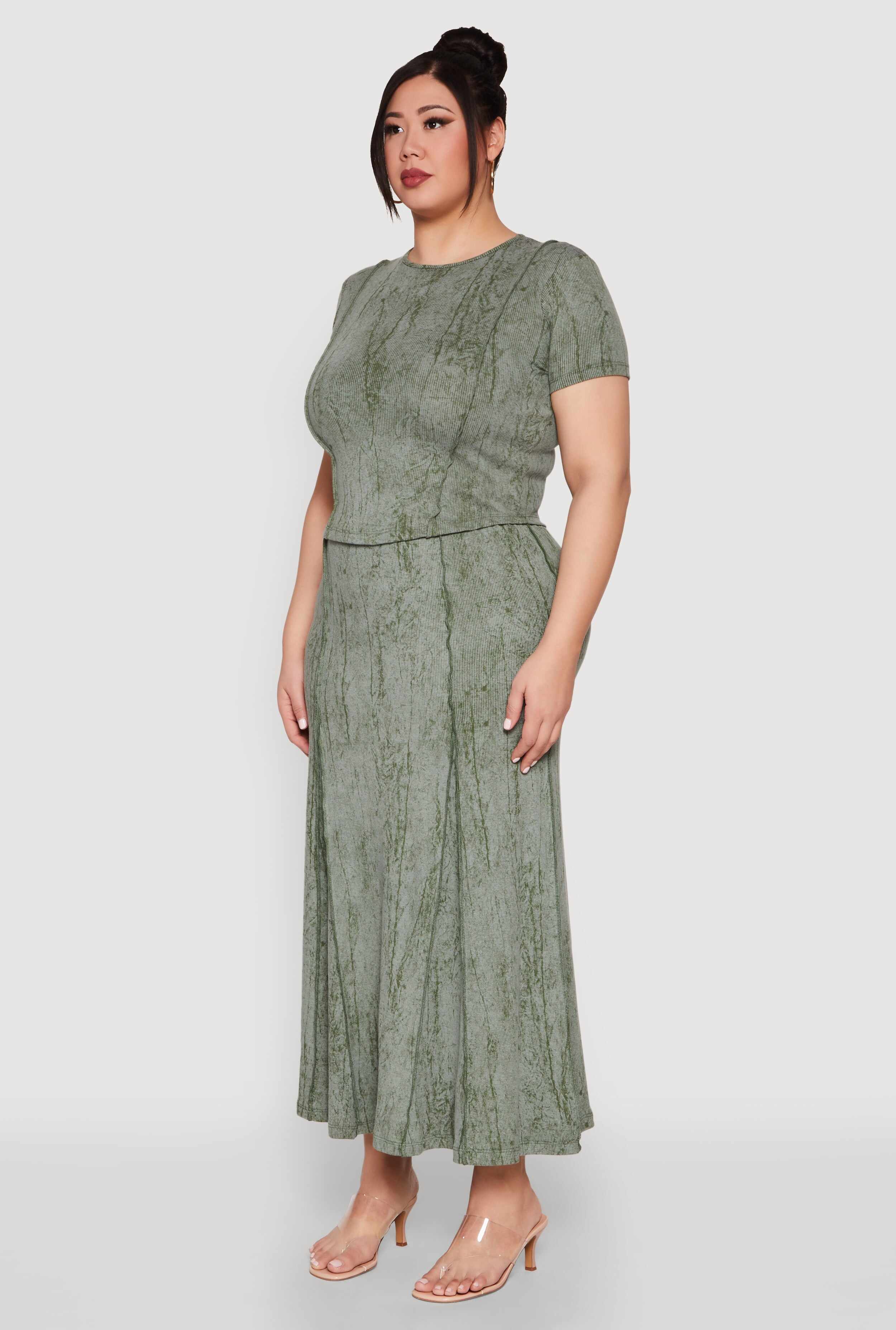 Plus Size Mineral Wash Mermaid Skirt