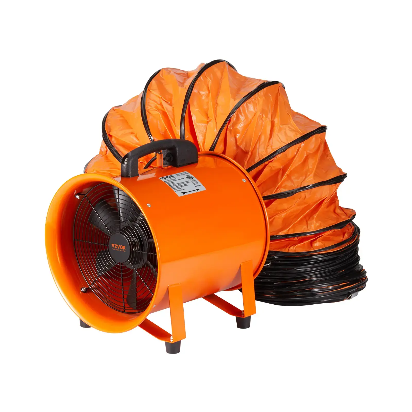 Portable Industrial Drum Fan10 in Heavy-Duty Cylinder Blower with 33ft Duct Hose380W 1893FM Ventilation Fan BoosterShop Exhaust Utility Tool for Dust & Smoke Removal (Home/Workplace)