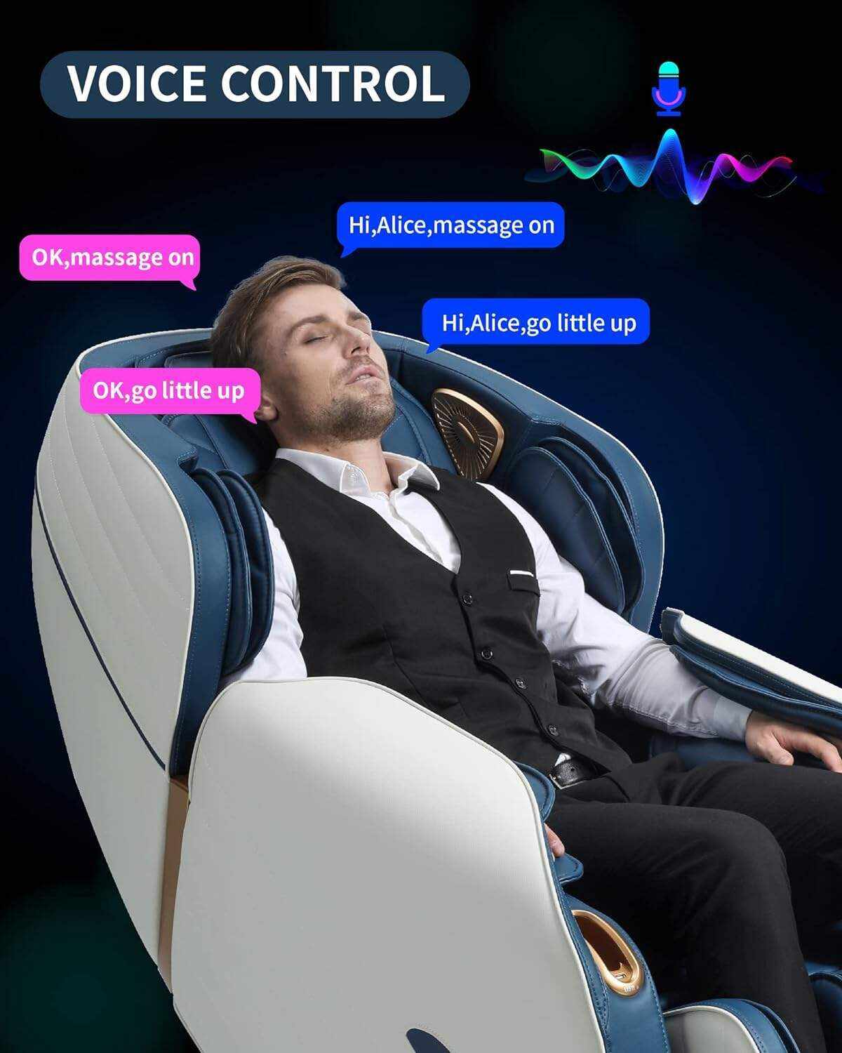PUDO 2023 4D Massage Chair Full Body | Zero Gravity Shiatsu Massage Chairs Recliner with AI Voice with Heated SL Track Bluetooth Speaker Airbag Yoga Stretch, Foot Roller Auto Legrest (Beige)