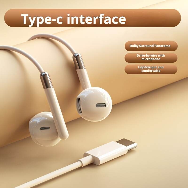 Half In-Ear Wired Headphones with Microphone for Calls, Suitable for Most 3.5mm Round Jacks, Type-C Digital Jack Wired Headphones for Gaming, Live Streaming, Karaoke, Sports Running Jumping Rope