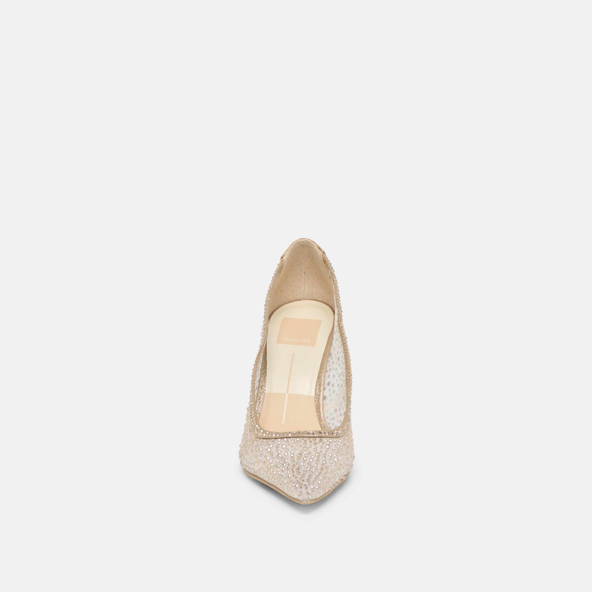 KASHE CRYSTAL HEELS LT GOLD MESH