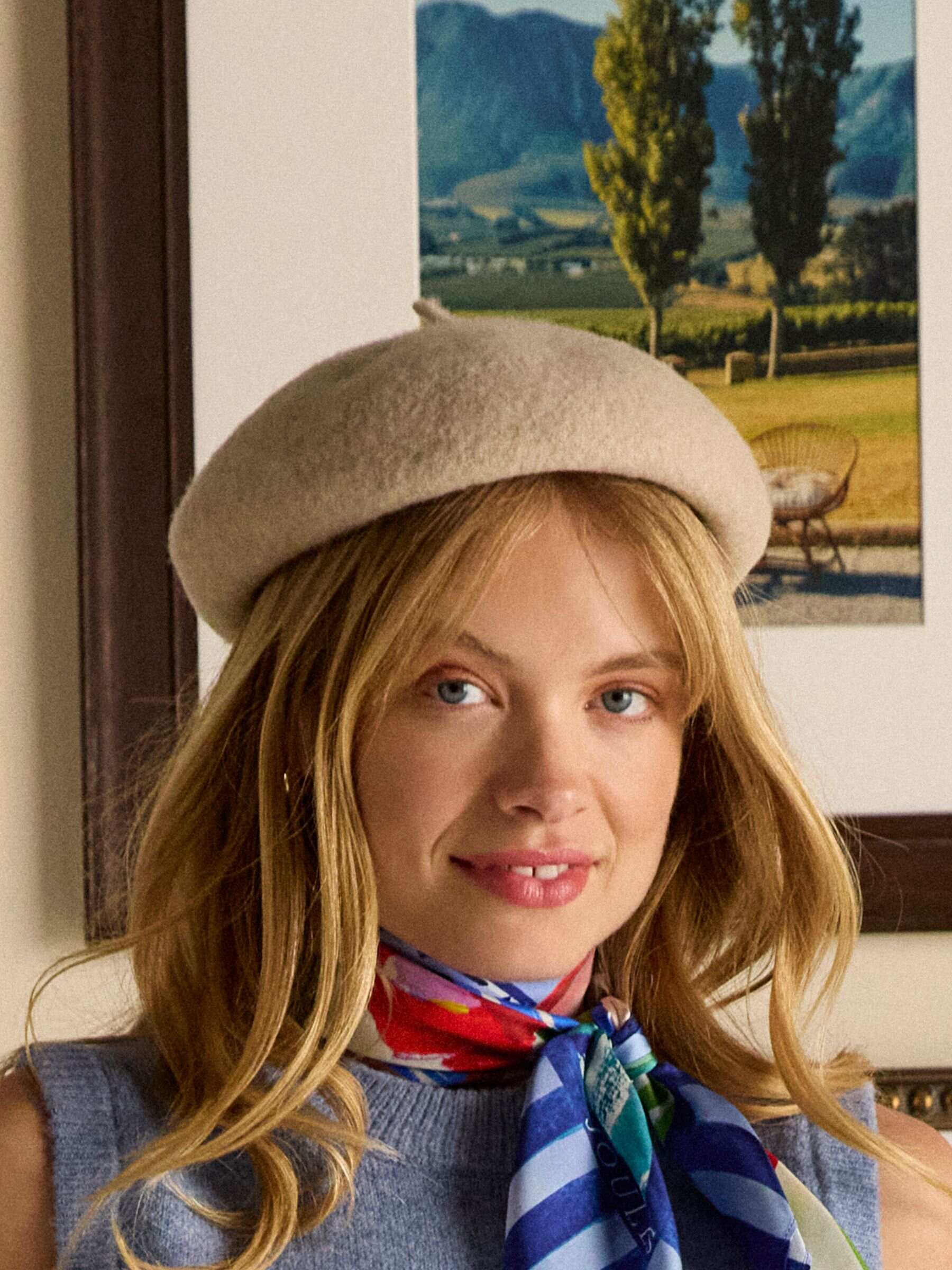 Amelie Cream Adjustable Wool Beret